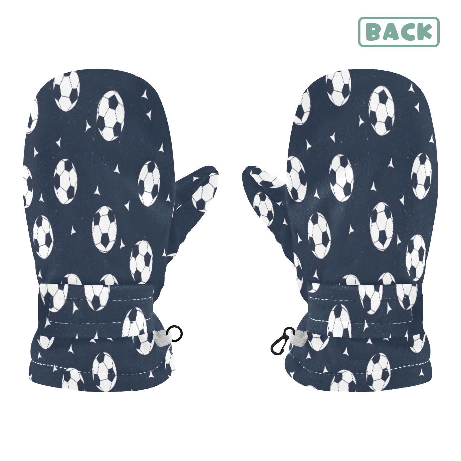 Kid's Winter Gloves Children Warm Gloves White Black Football for Boys Girl Age 2-4 Years