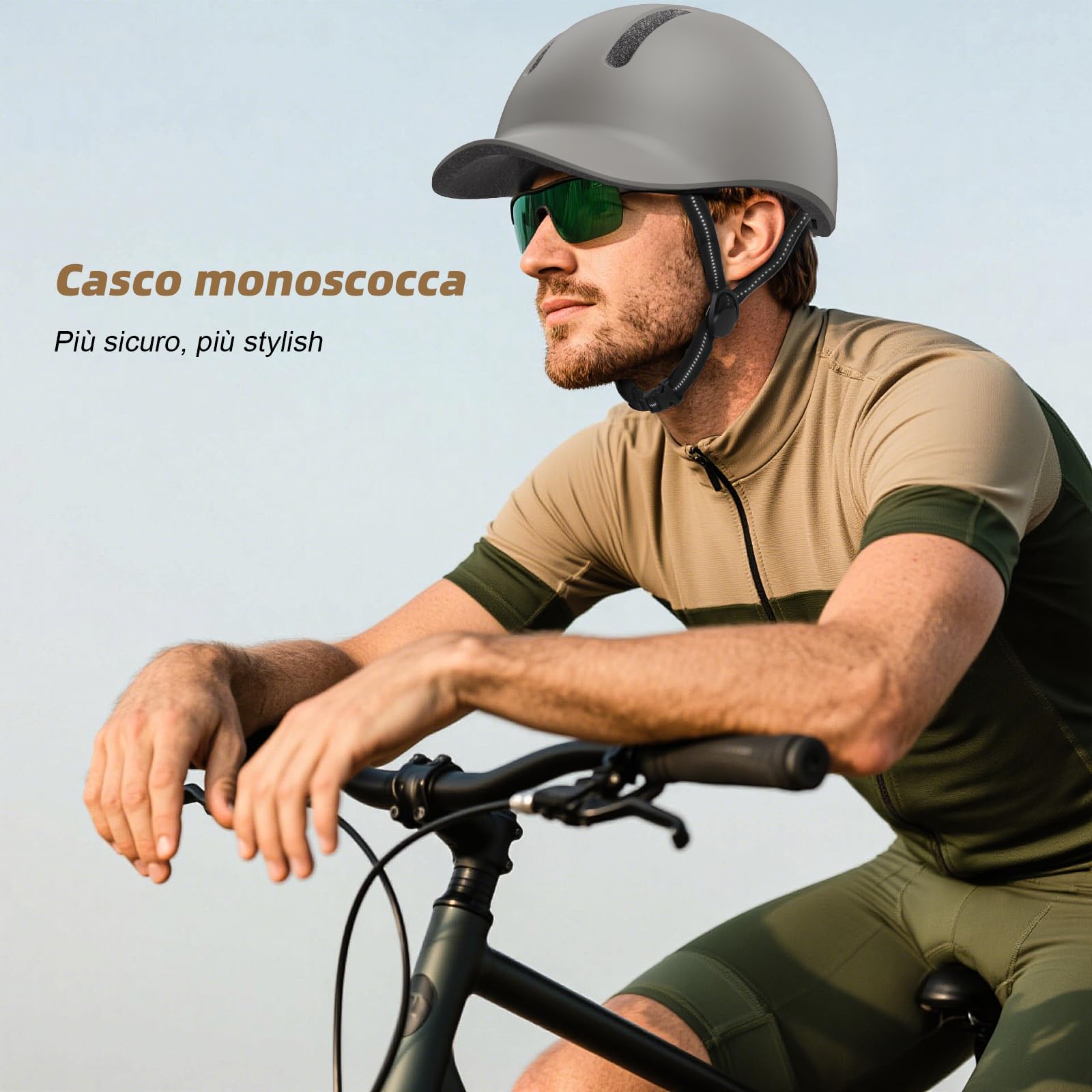 Shinmax Casco da Bici con Visiera Uomo Donna, Leggero e Traspirante, Regolabile, Casco da bicicletta per Ciclismo Urbano, Trekking, Commuting e Monopattino Elettrico