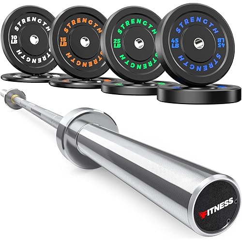 Olympic Rubber Bumper Weight Set - 2 Inch Barbell Plates for Home Gym Strength Training