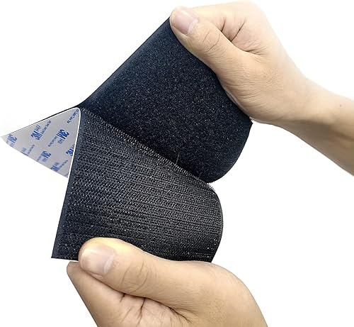 Miniatura 1 de 6 pares de cintas de gancho y bucle de 4 x 8 pulgadas, autoadhesiva adhesiva trasera entrelazada de tela de nailon, cinta de montaje resistente para