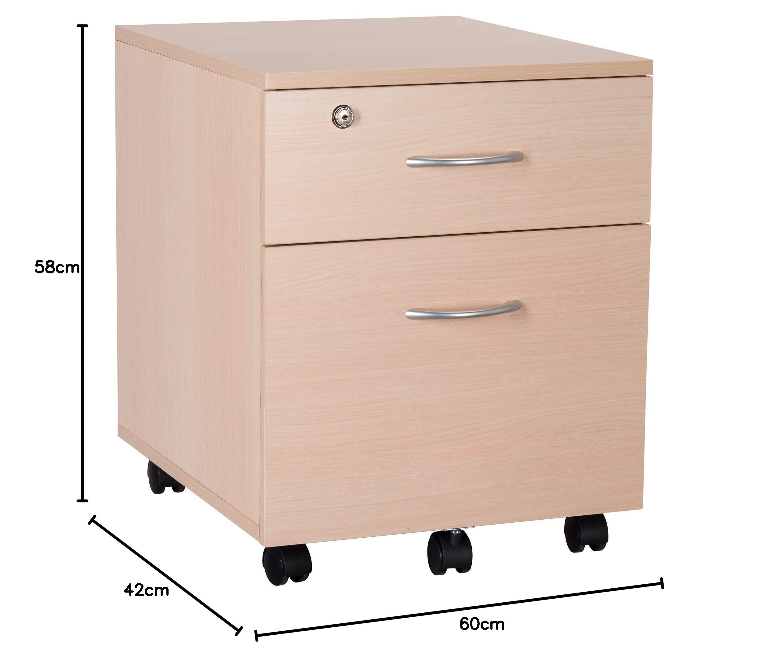 Générique Caisson Bois Cubo 2 tiroirs (Chêne Clair)