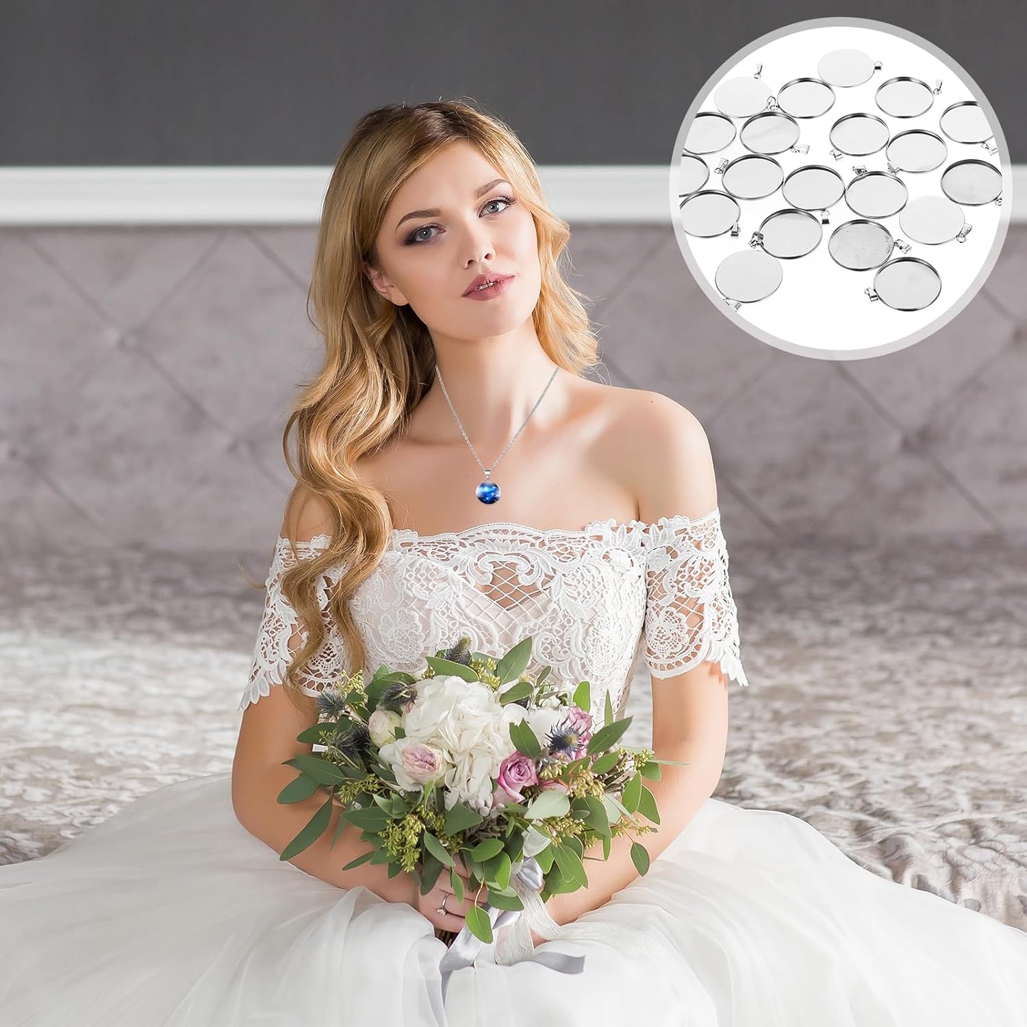 20pcs Trays Pendants Stainless Steel Round Cabochons Settings Bezels Base Blanks Charms Kit for Photo Necklace Bracelet Jewelry Making (Silver 25mm) - Image 4