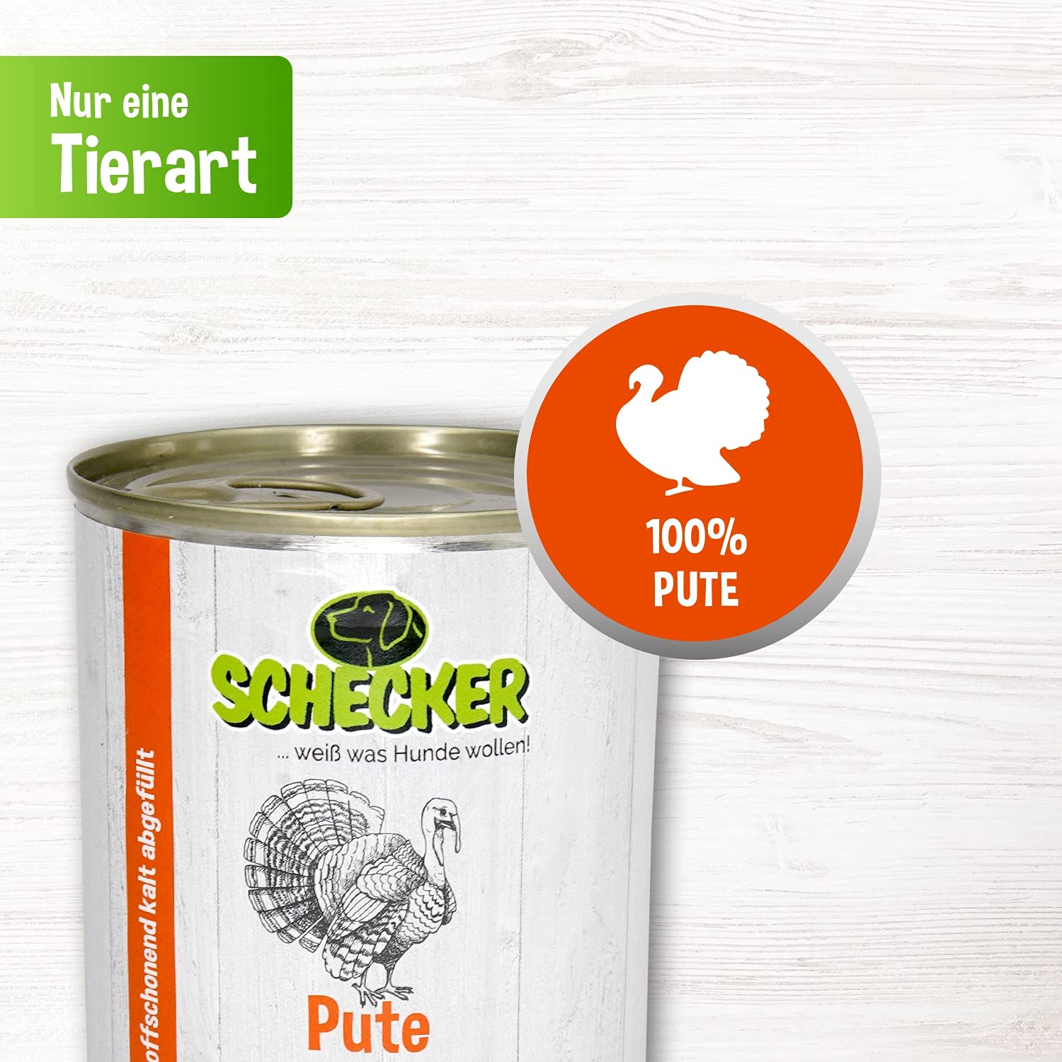 Schecker Nassfutter getreidefrei - 100% Pute PUR - 24 x 820g - hypoallergen - glutenfrei - Hundefutter - sensitiv