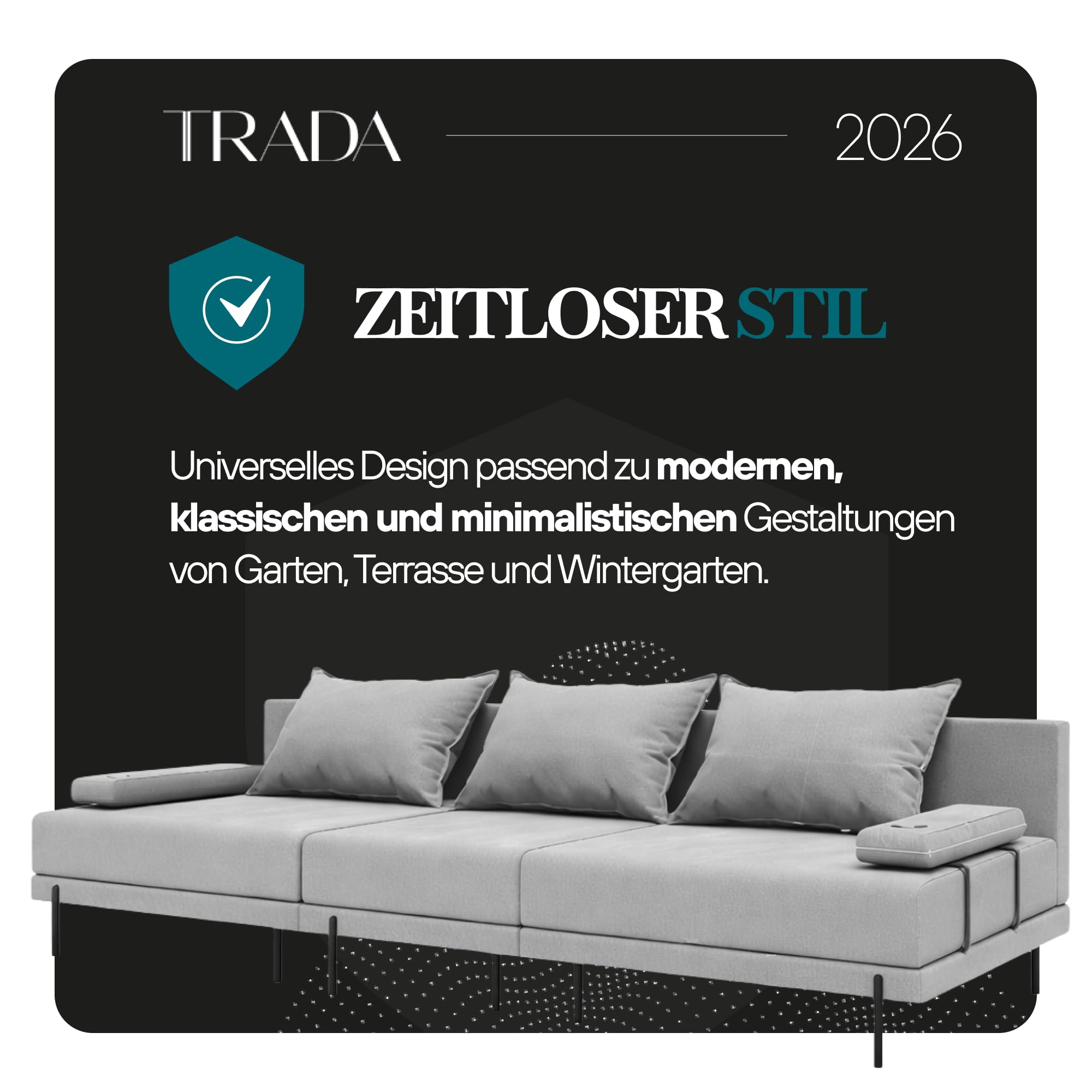 TRADA Gartenmöbel Set Bahama XXL Links, Balkon & Terrasse, Dunkelgrau | Moderne Lounge Möbel für Garten, Wetterfeste Balkonmöbel & Terrassenmöbel Außen