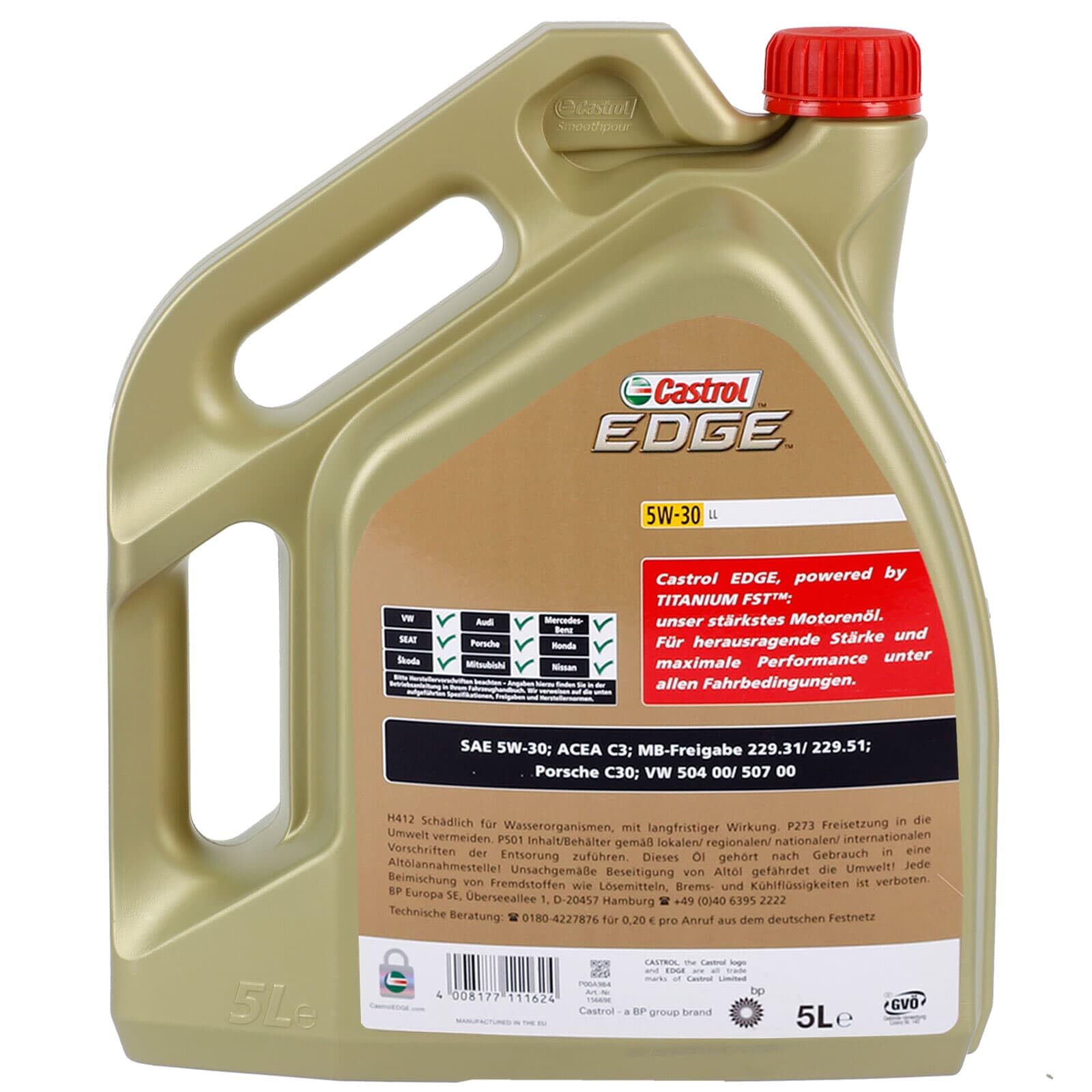 2x 58674 Motoröl (5 L) | passend für 504/50700 LL-04 MB229.31/51 C30, Edge 5W-30 LL