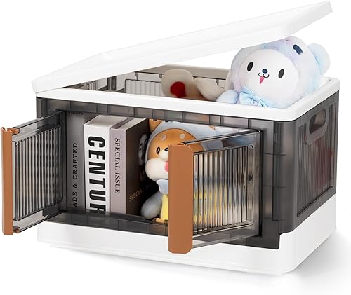 TRZZ Organizador de armario de 8.4 galones y almacenamiento, contenedor de almacenamiento plegable con tapa para dormitorio, organizador de