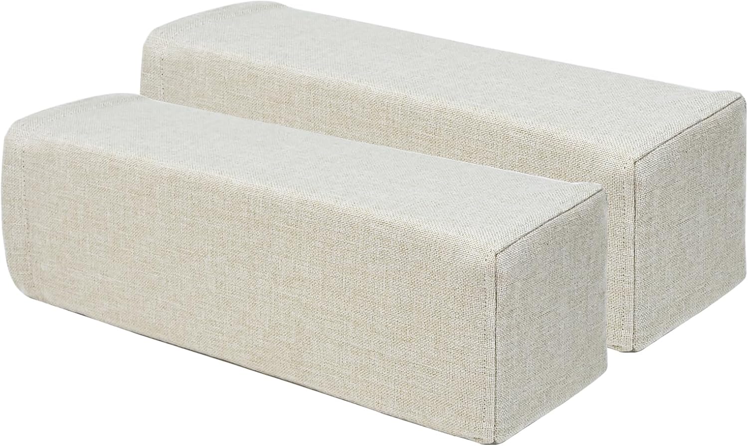 2 Pack Couch Arm Rest Pillow, 6''x6''x20'' Linen Cover, High Density Foam Armrest Cushion, Removable & Washable Elbow Support for Sofa, Bed, and Armchair (Beige)