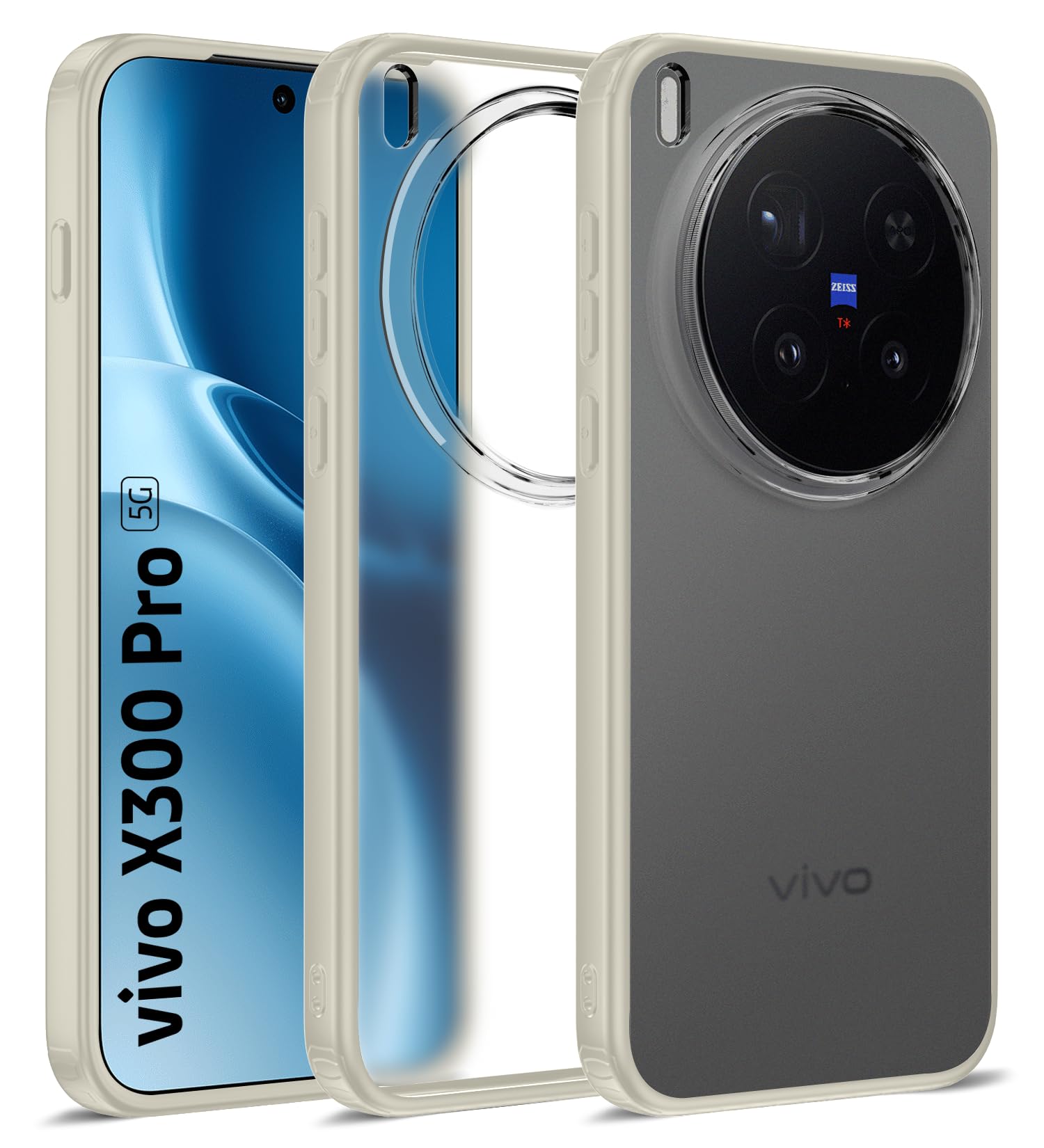 VIVO X300 Pro クリーム 本体 ケース付き Golden Sand for Vivo X300 Pro 5G - Rugged Frosted Semi Transparent