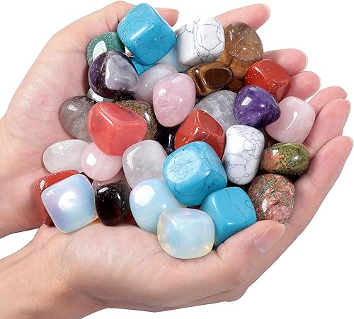 Miniatura 6 de mookaitedecor Piedras pulidas de 1 libra, cristales pulidos, curación, reiki, chakra y wicca, turquesa howlita blanca