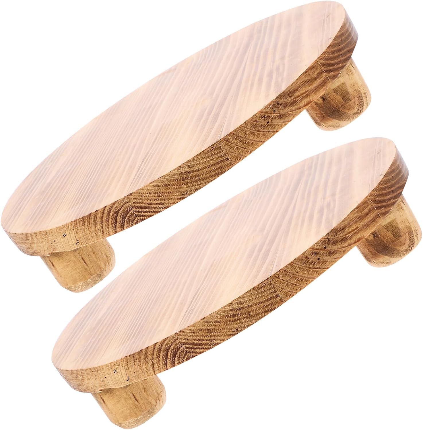 VILLCASE 2pcs Wooden Flower Pot Holder Base Plant Stand Indoor round Rustic Wood Risers for Balcony Potted Plant Display and Living Room Tabletop