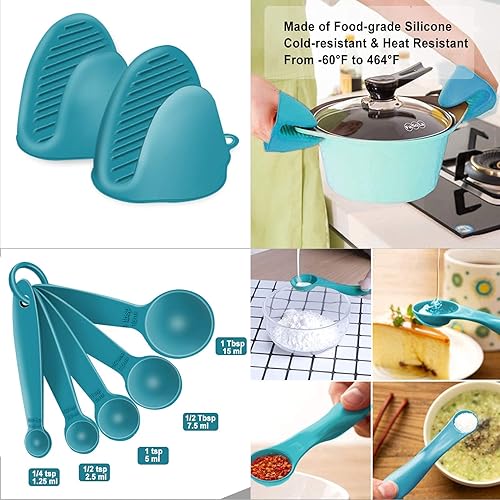 Miniatura 2 de Zilnax - Juego de utensilios de cocina de silicona resistente al calor, juego de utensilios de cocina antiadherentes, mango de madera, juego de