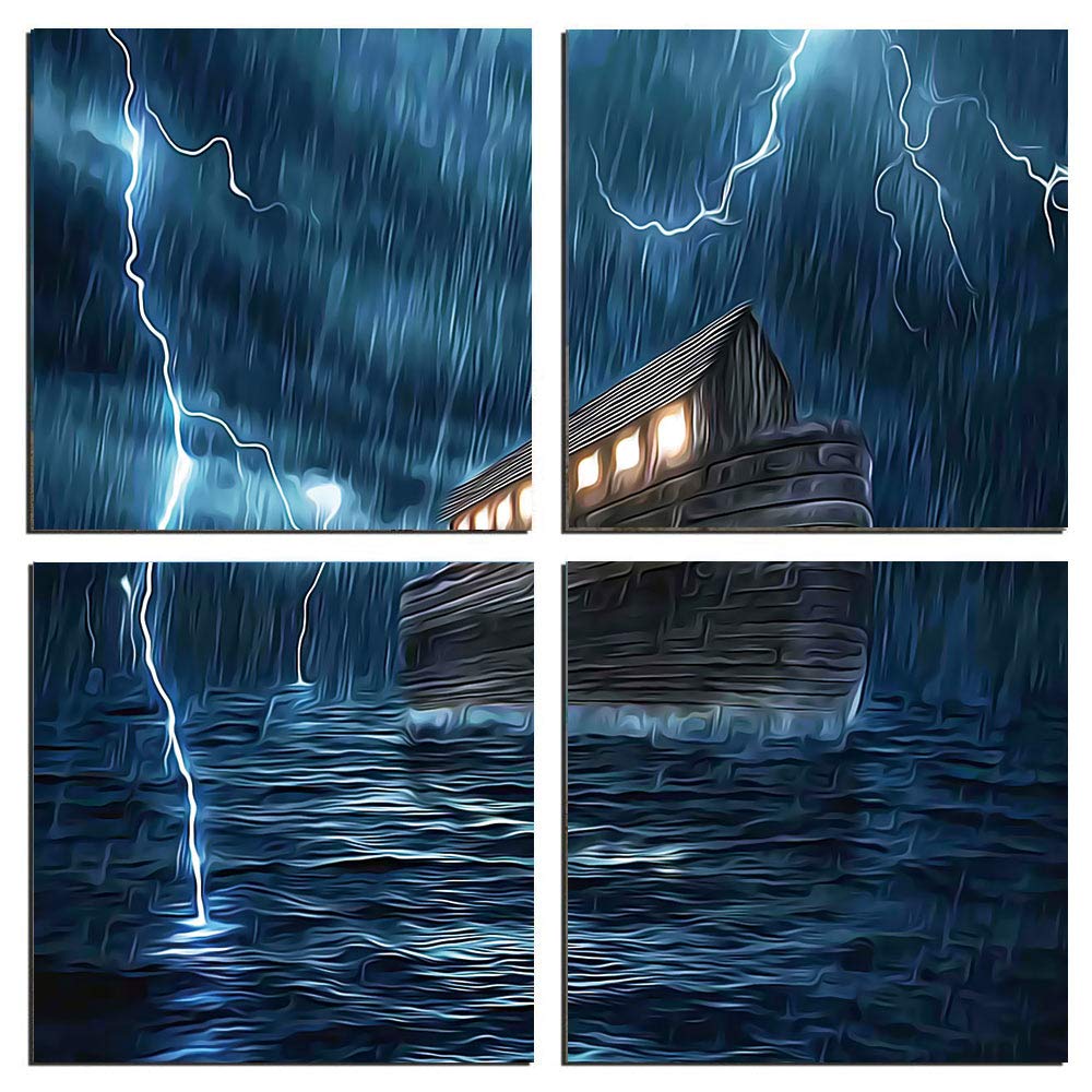 Amazon｜アートパネル インテリア 美しい 雨と雷雨の怖い劇的なシーン  