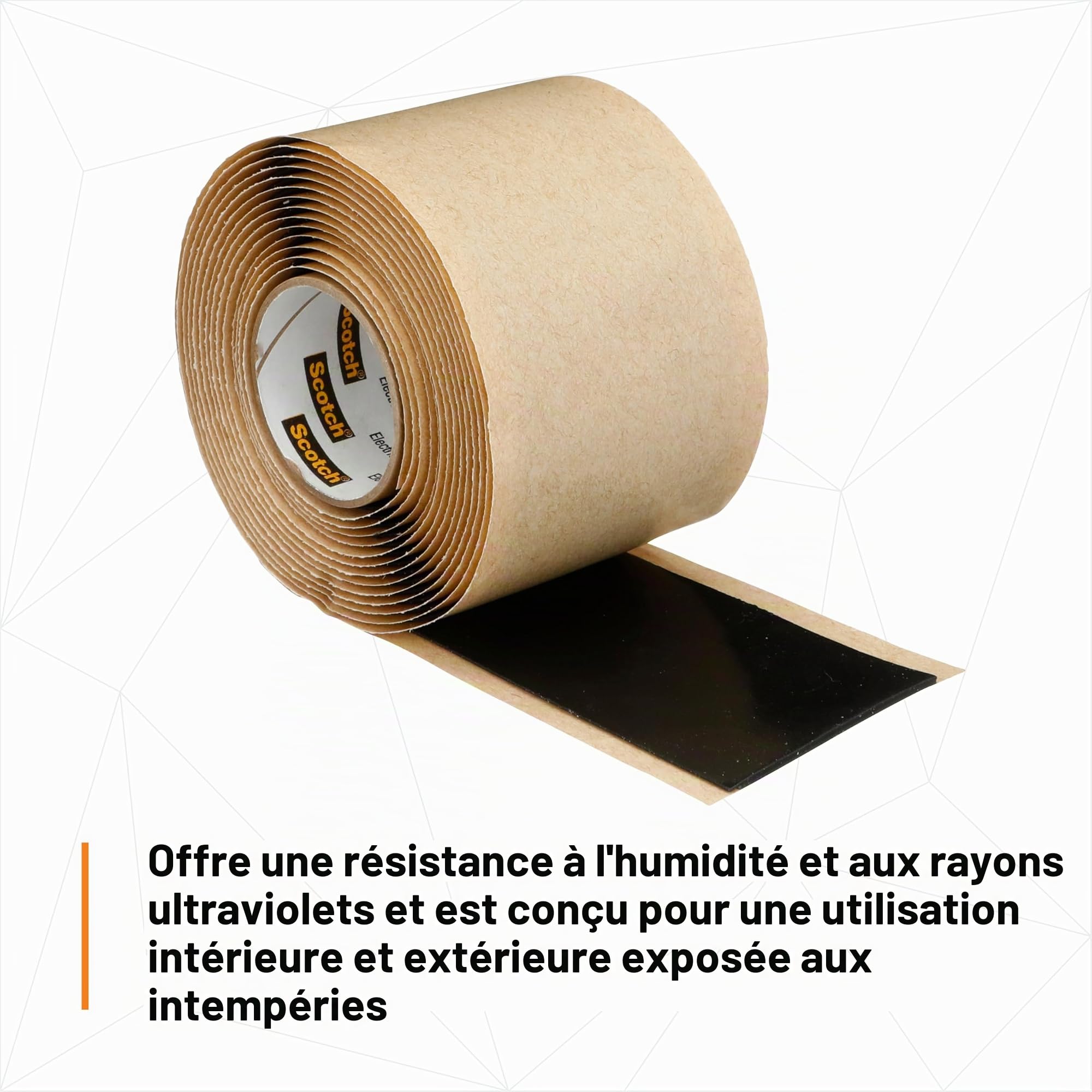 3M Scotch Rubber Mastic Ruban adhésif électrique 2228, 5,1 cm x 3 m, noir, auto-fusionnant, pour isolation et étanchéité, 1 rouleau