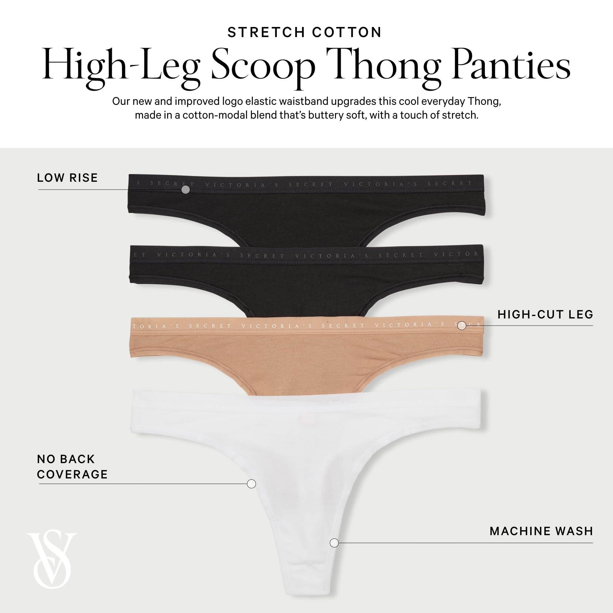 Victoria's Secret Women's Cotton Thong Underwear, Panties for Women, Multi Pack (XS-XXL): Medium Multi