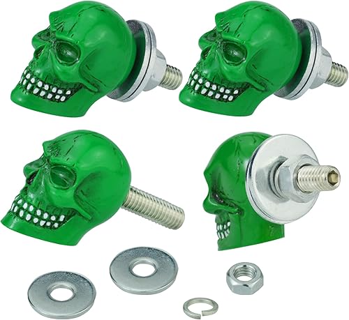 Arenbel Kit de tornillos de matrícula de calavera para motocicleta, tornillos de marco de etiqueta de automóvil, tuercas de montaje de repuesto para