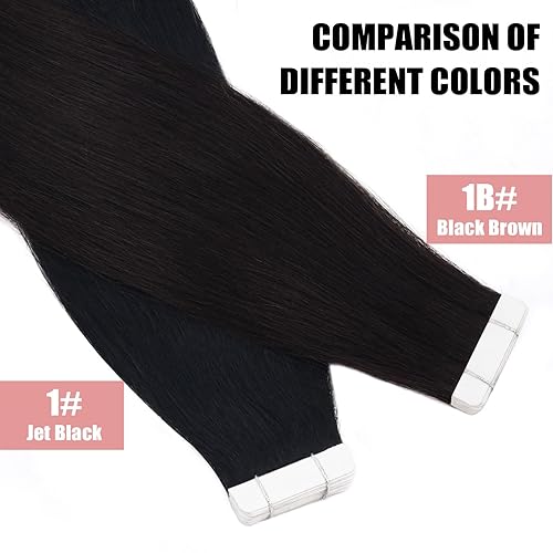 Miniatura 6 de Vlasy Extensiones de cabello humano con cinta, 12 pulgadas, 20 unidades, extensiones de cabello humano real con cinta invisible, lacio, sin