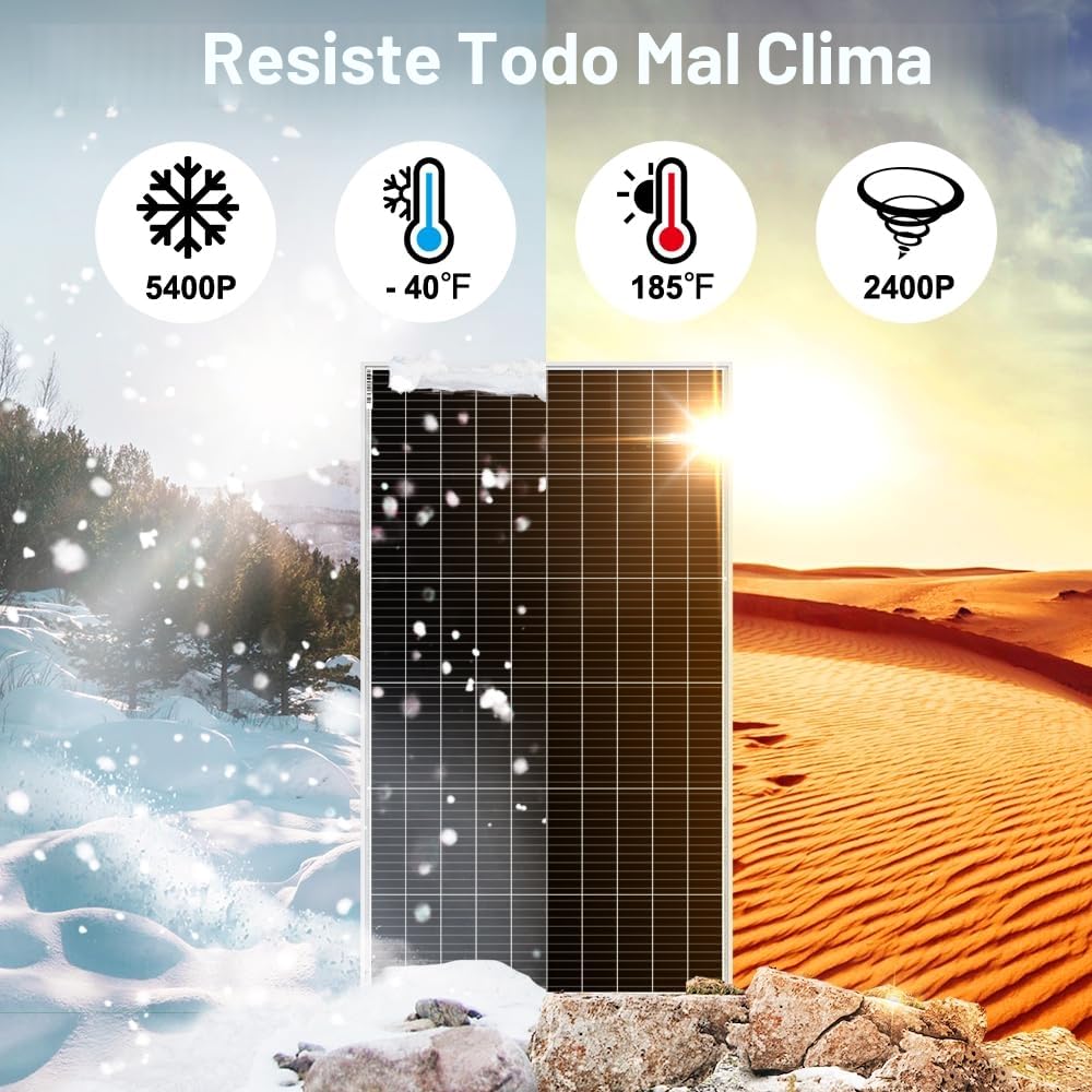 DOKIO Panel Solar 200W 18V Monocristalino para Baterías de 12V | Ideal para autocaravana, camping, cobertizo de jardín