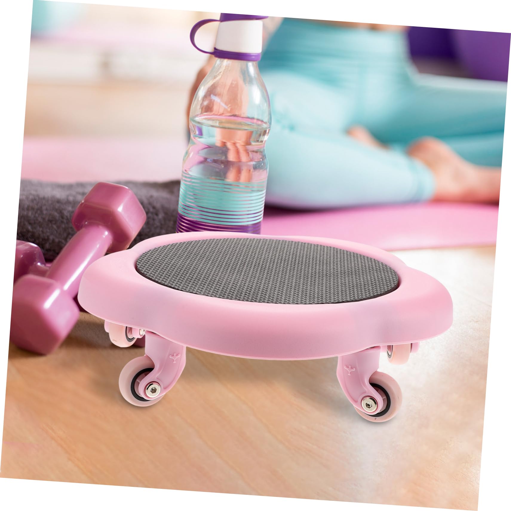 ifundom Discos Deslizantes para Ejercicio Abdominal con Diseño Floral de Cinco Ruedas Estable y Seguro para Entrenamiento Casa Entrenador de Core Portátil Rosa
