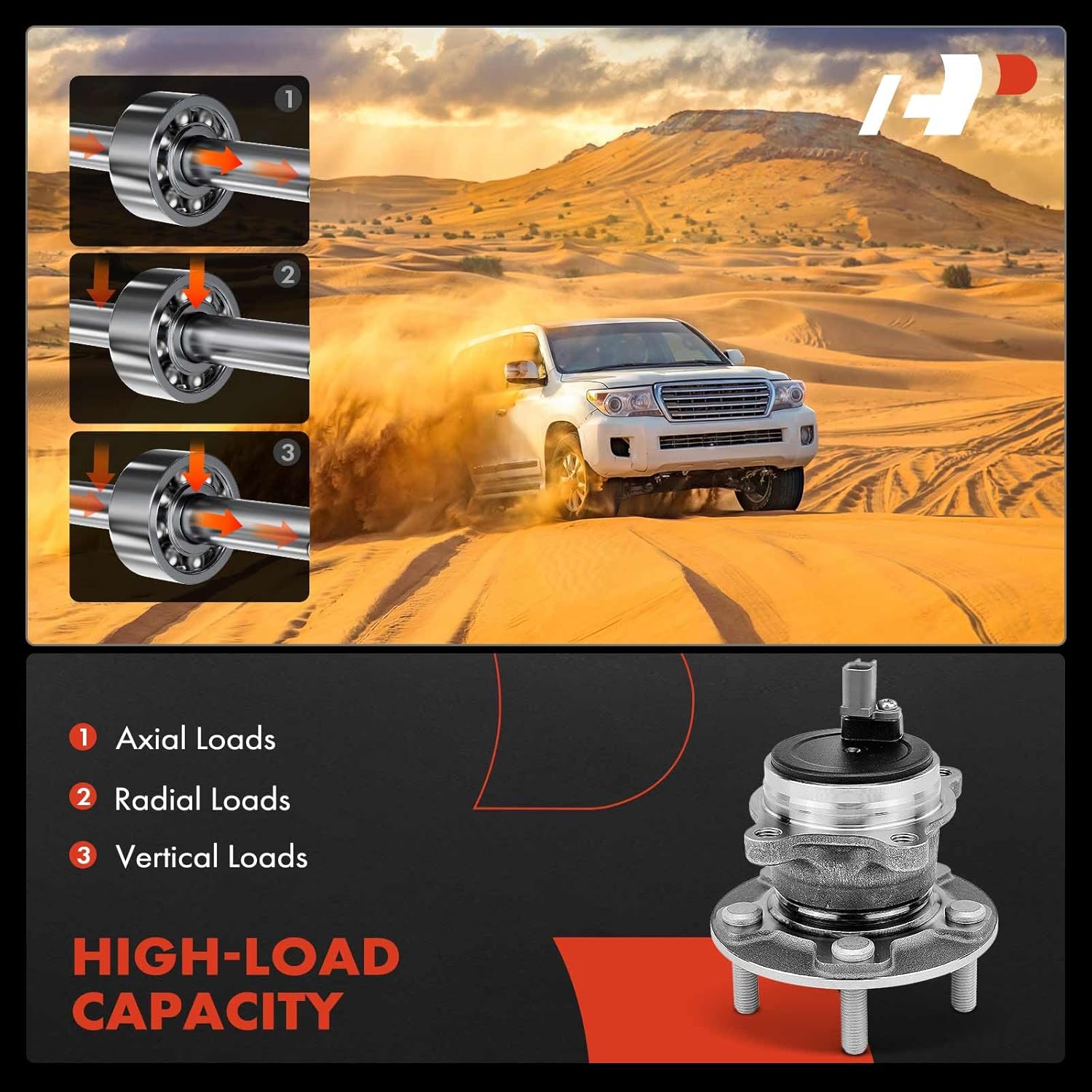 A-Premium Rear Wheel Bearing and Hub Assembly with ABS & 5-Lug Compatible with Ford Focus 2012-2018, with Parking Assist