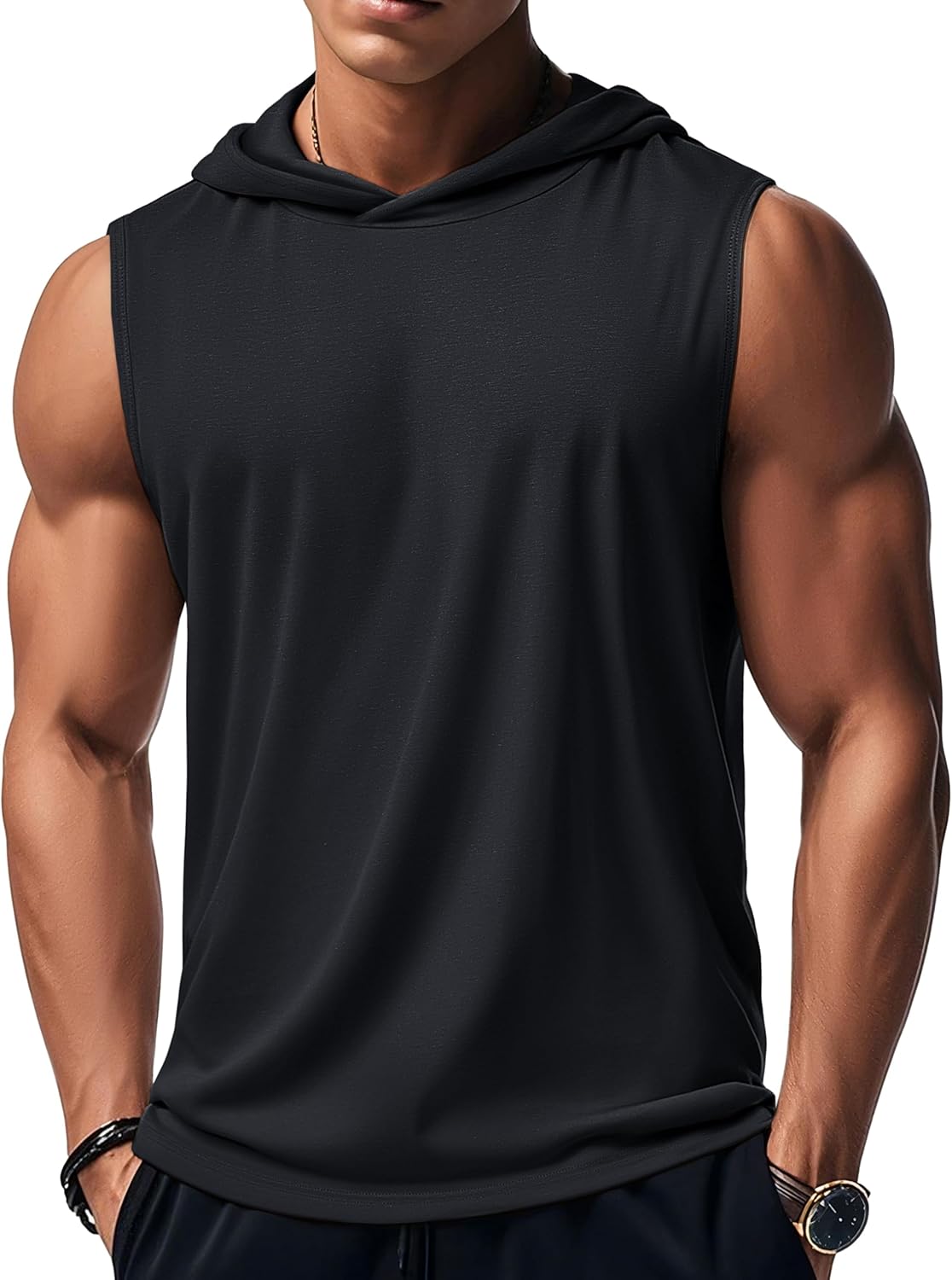 MAGCOMSEN Mens Tank Top Sleeveless Hoodie Cotton T-Shirt Summer Casual Shirt Muscle Tee