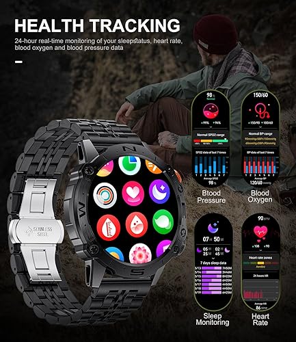 Miniatura 8 de Relojes inteligentes para hombres, recordatorio de mensaje de llamada de voz, pantalla AMOLED de 1.43 pulgadas con monitor de actividad física de 24