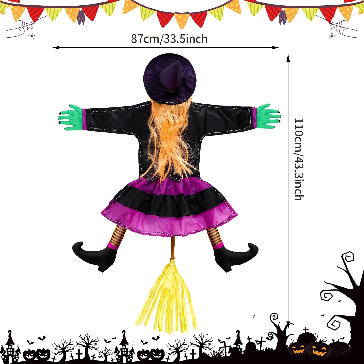ILLUMINEW Halloween Decorations, Solar Witch Large Crashing Witch into Tree Outdoor Decor, Lighted Flying Witch for Tree, Yard, Patio, Porch Outdoor Decoration (Orange Purple)