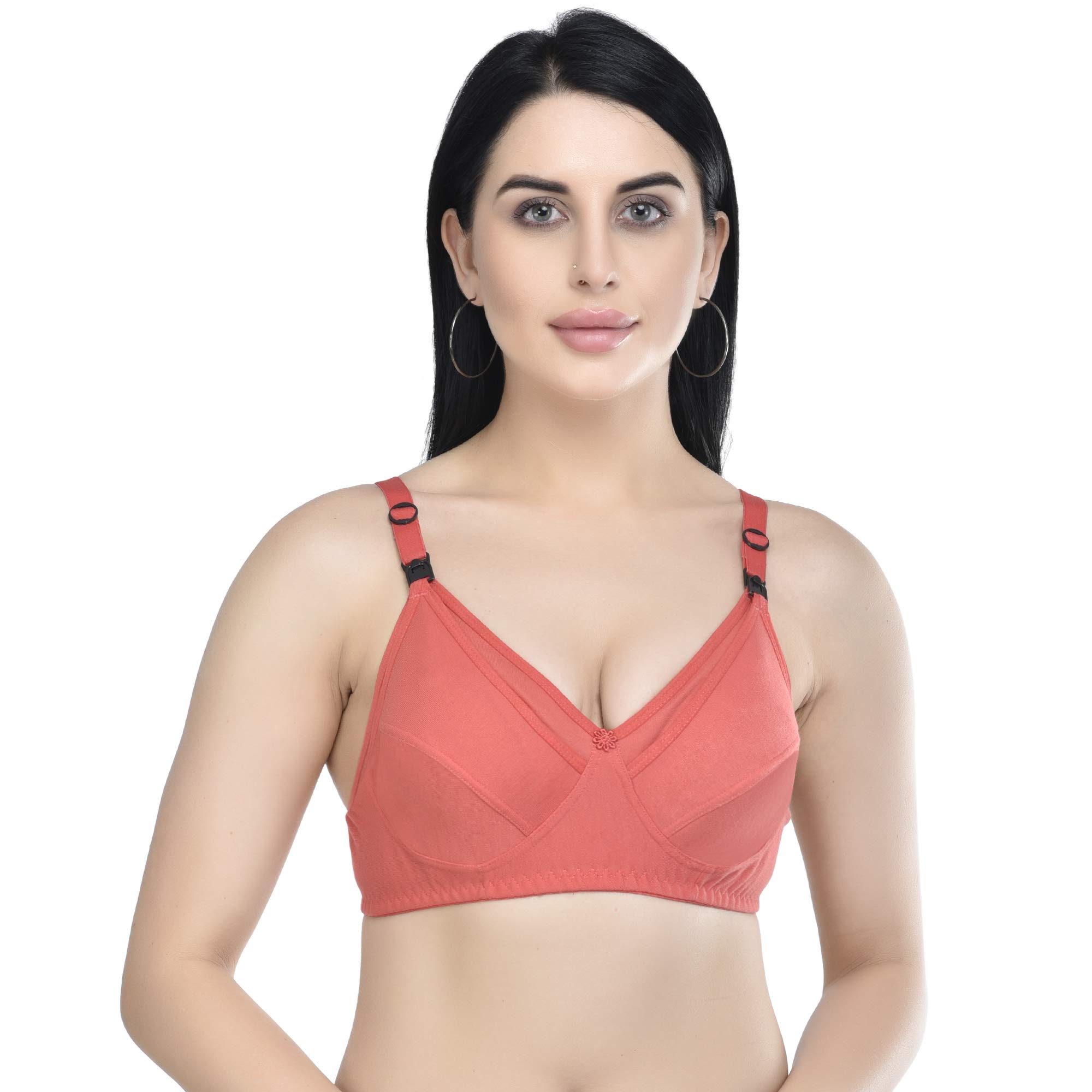 Nursing Bra with Clip Down Cups, Cotton Maternity Feeding Bra with Adjustable Straps-image-39