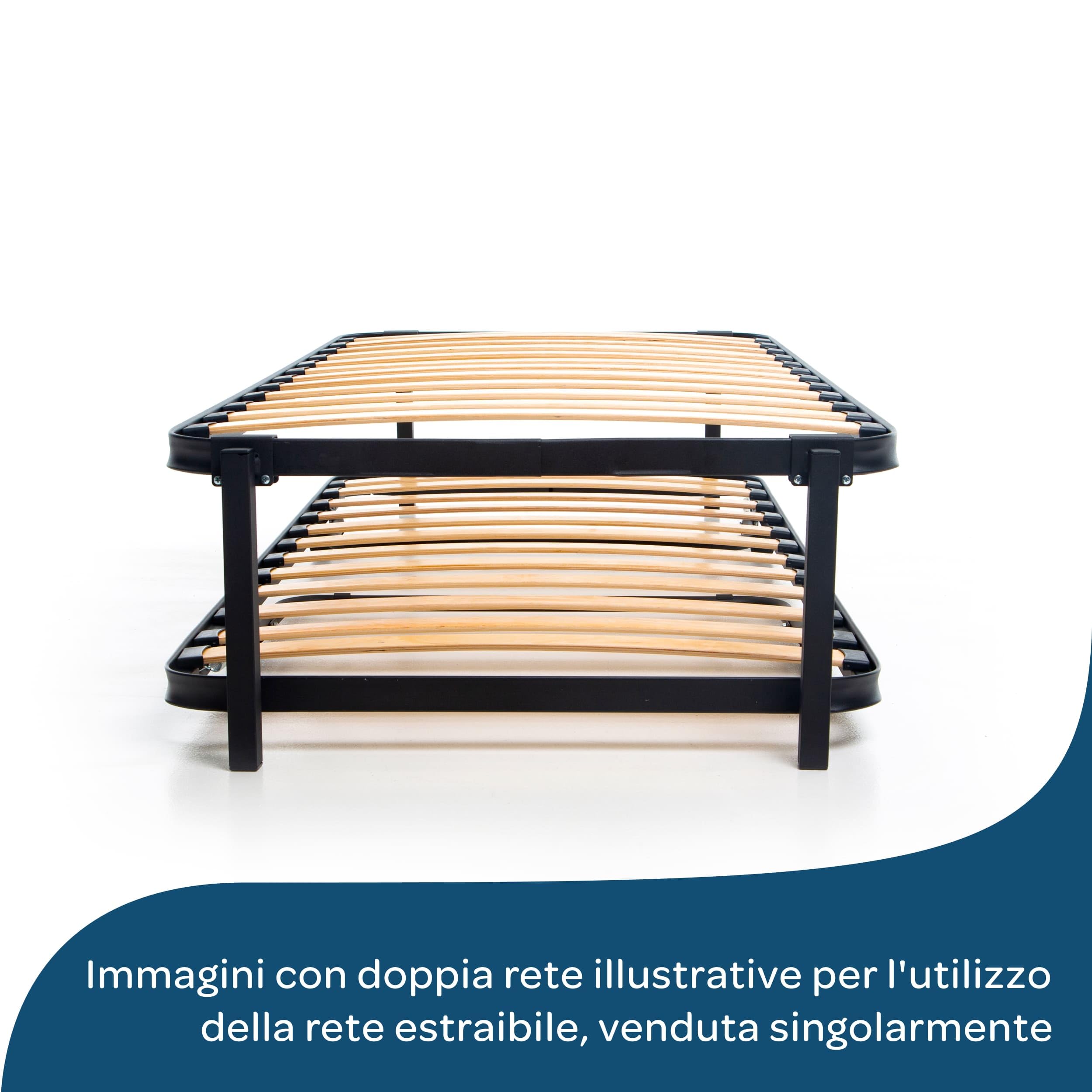 DOLCI SOGNI Letto a Scomparsa Singolo 80x190, Letto Estraibile con Struttura in Ferro, Letto Singolo Salvaspazio 100% Made in Italy, Rete Estraibile Sottoletto con Ruote per Ospiti