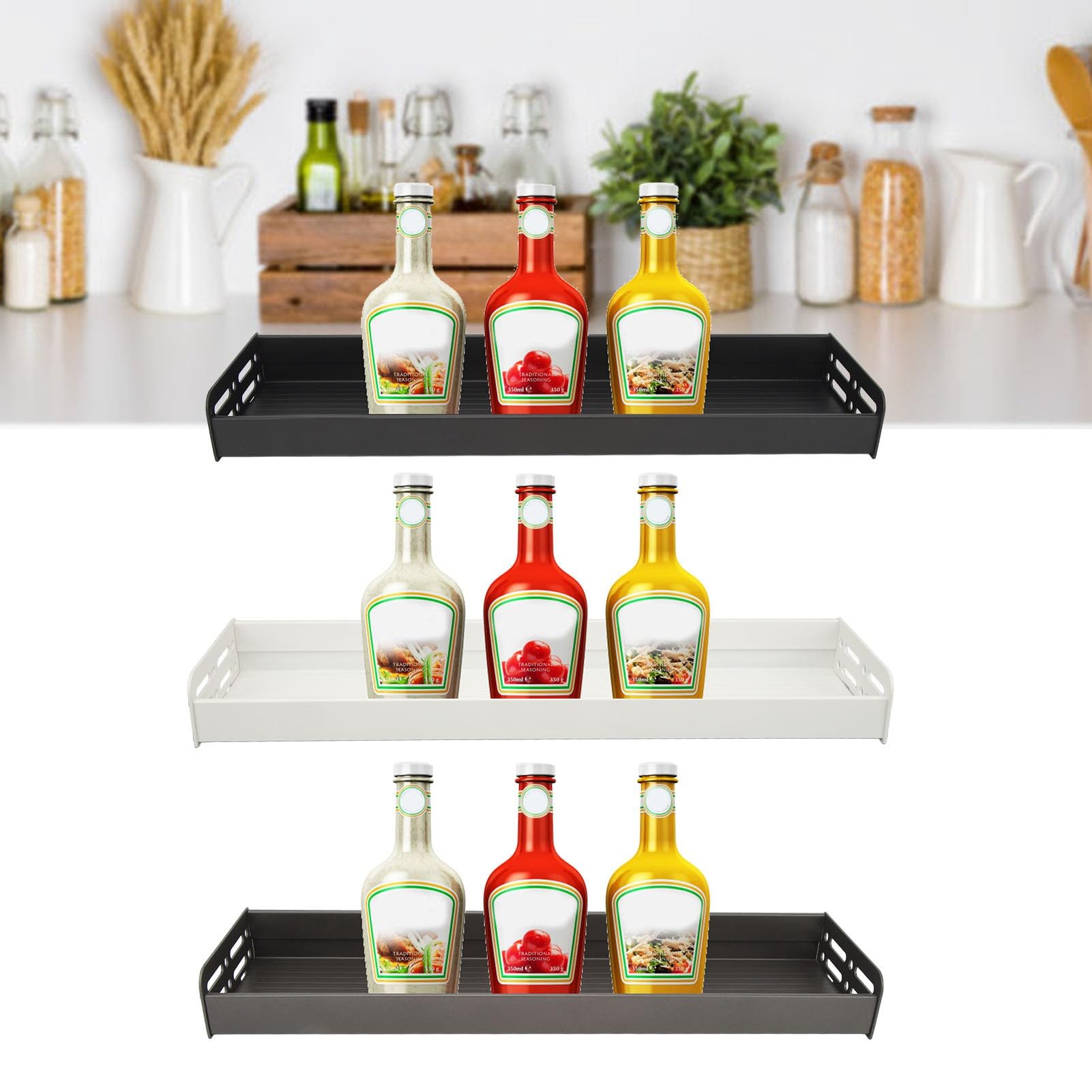 Portaspezie da parete, portaspezie da appendere per porta della dispensa, porta spezie per armadio, barattoli magnetici per spezie, soluzione per riporre oggetti da cucina (nero)