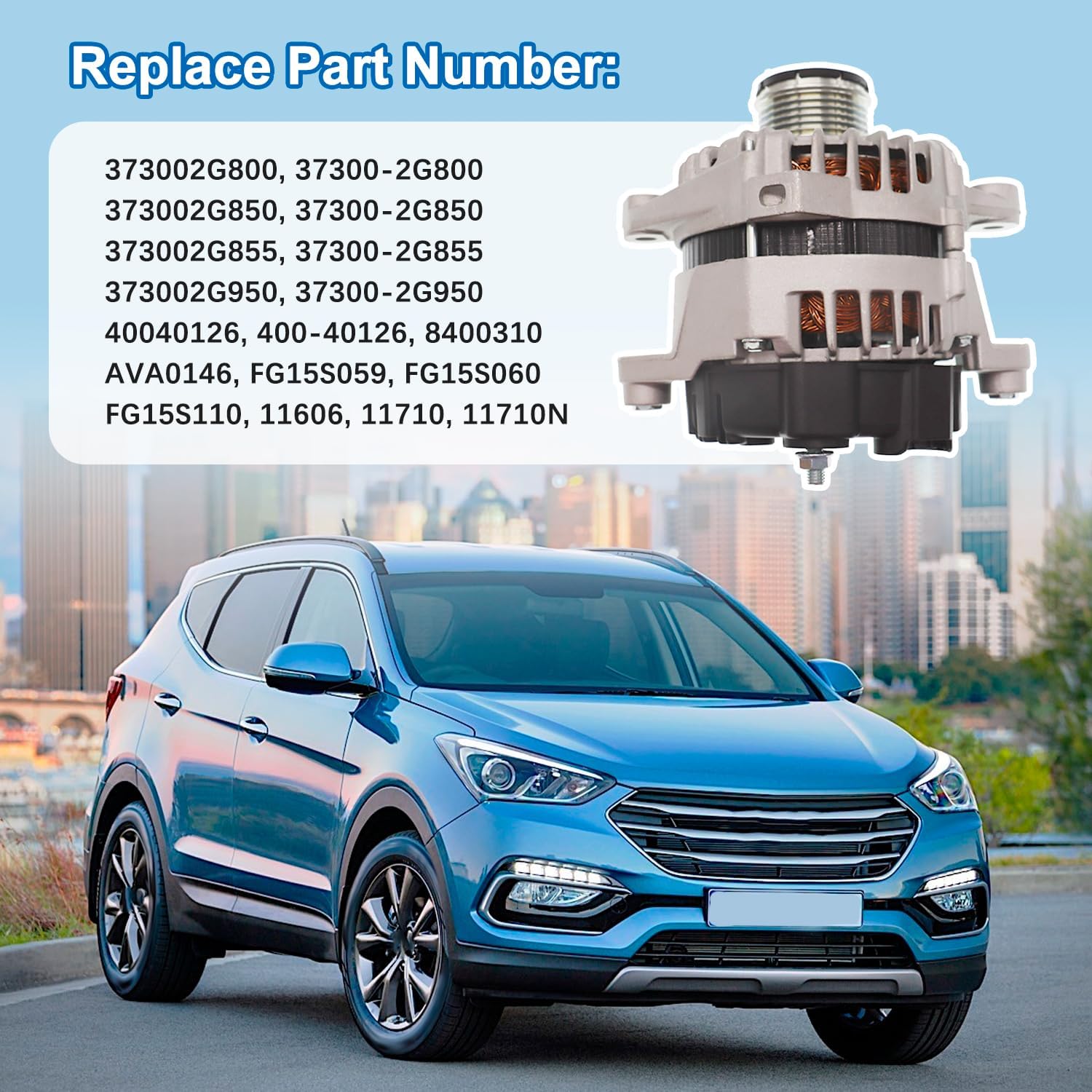 37300-2G800 Automotive Alternator Replacement for Santa Fe Sport 2013-2016 Replacement for Sorento 2.4L L4 2012-2014