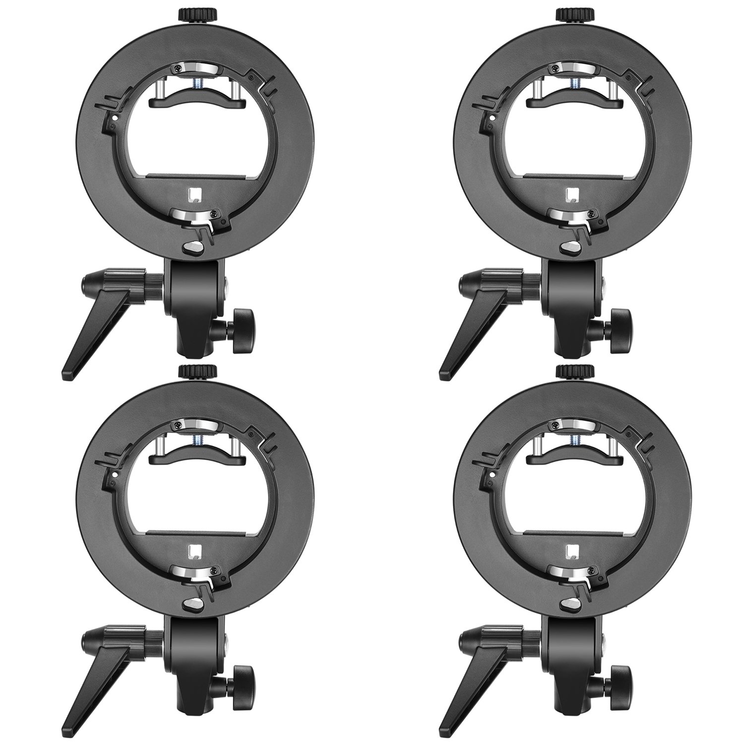 Neewer 4 Packs S-Type Bracket Holder with Bowens Mount for Speedlite Flash Snoot Softbox Beauty Dish Reflector Umbrella