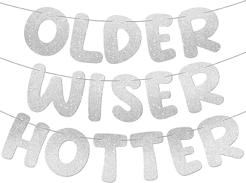 Fulmoon Juego de 3 carteles de cumpleaños con purpurina para mujeres de 30, 40, 50, 60, 70, 80, cumpleaños, regalo de cumpleaños (plateado)