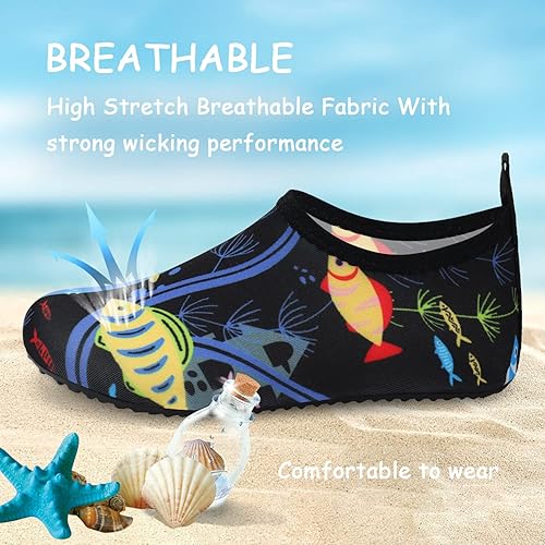 Miniatura 2 de ANLUKE Zapatos de agua para niños y niñas, calcetines acuáticos descalzos, de secado rápido, para playa, natación, deportes al aire libre, zapatos