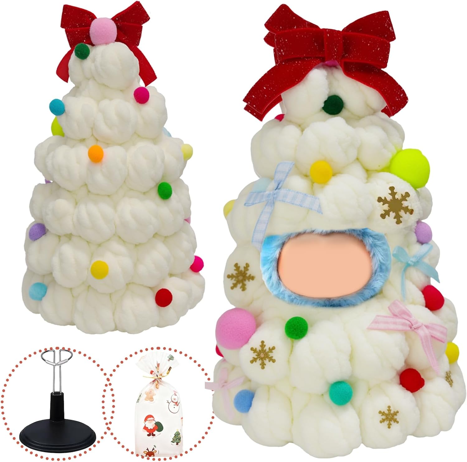 Christmas Clothes for LABUBU 17cm Doll (NO Doll), Handmade Outfit with Adjustable Dolls Stand and Gift Package for Labubu Dolls(White, L)