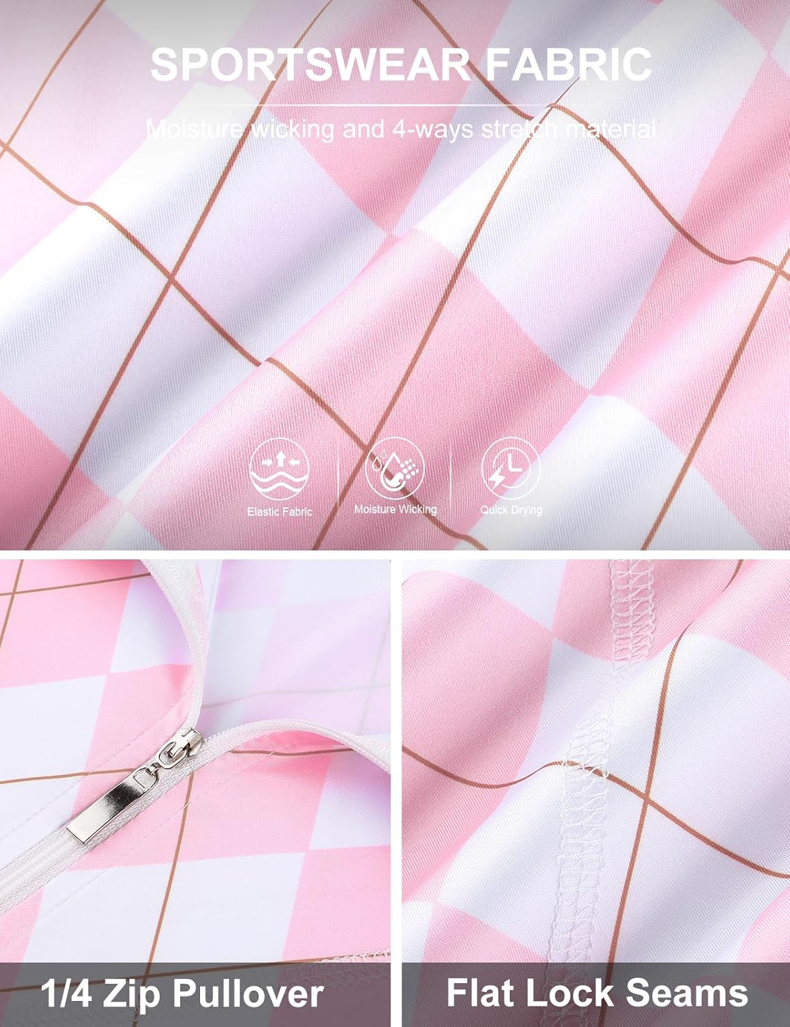 Viracy 1/4 Zip Up Womens Golf Polo Shirts Short Sleeve Moisture Wicking Workout Tops - Image 3