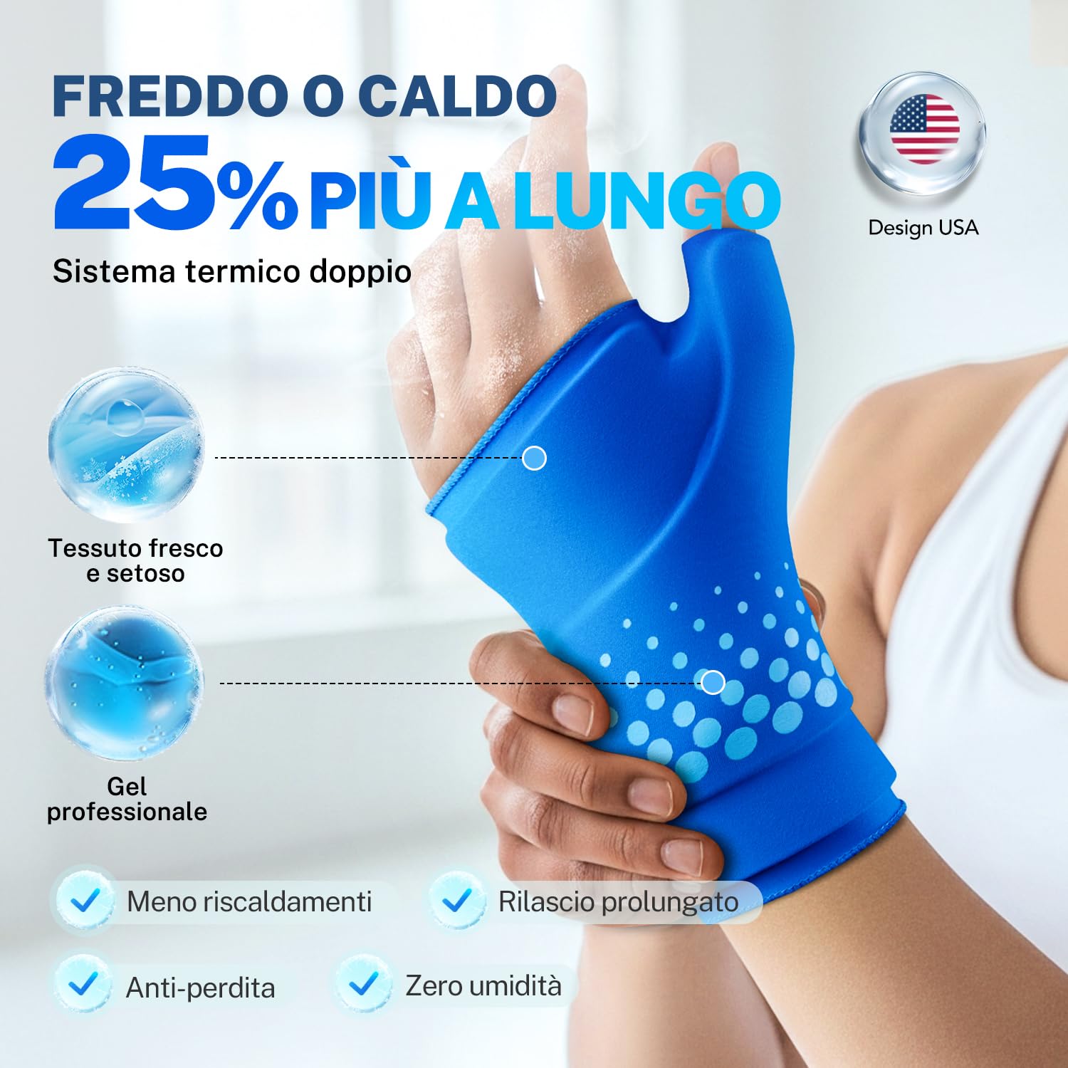 Fitomo Muñequera, impacco di gel terapeutico ricongelante per artrite reumatoide, tendinite, infiammazione e sindrome del tunnel carpale, manica di compressione regolabile