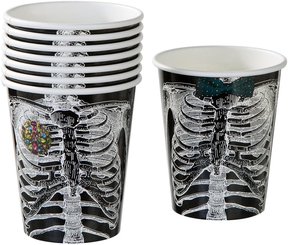 Talking Tables Skeleton Crew Paper Cups for a Halloween party, Multicolor (8 Pack)