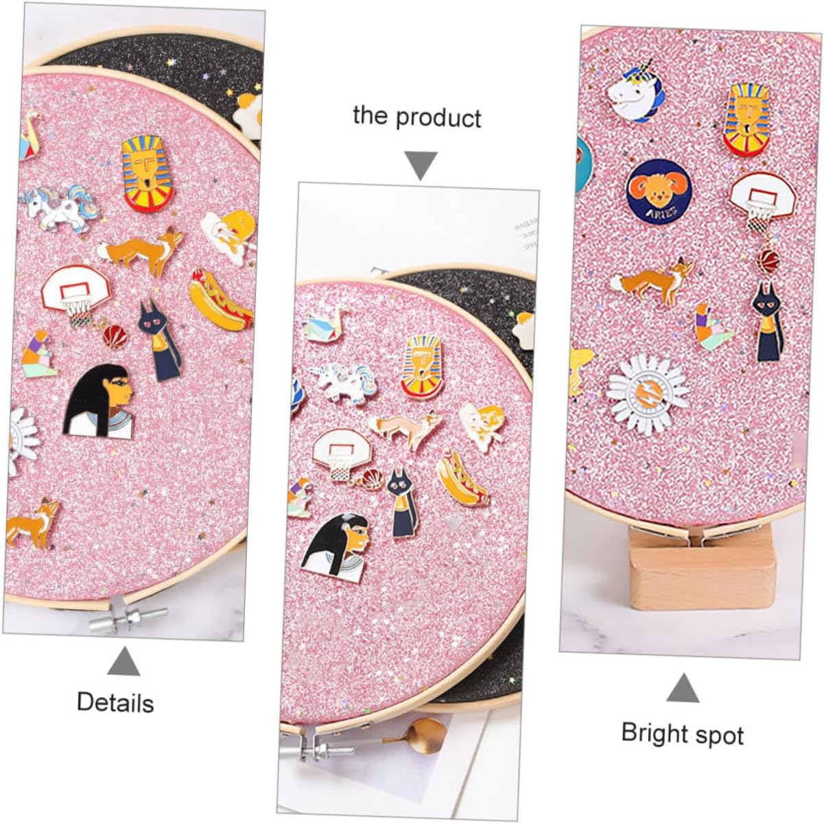 Bamboo Cloth Jewelry Display Stand for Rings and Earrings, Pink image 3