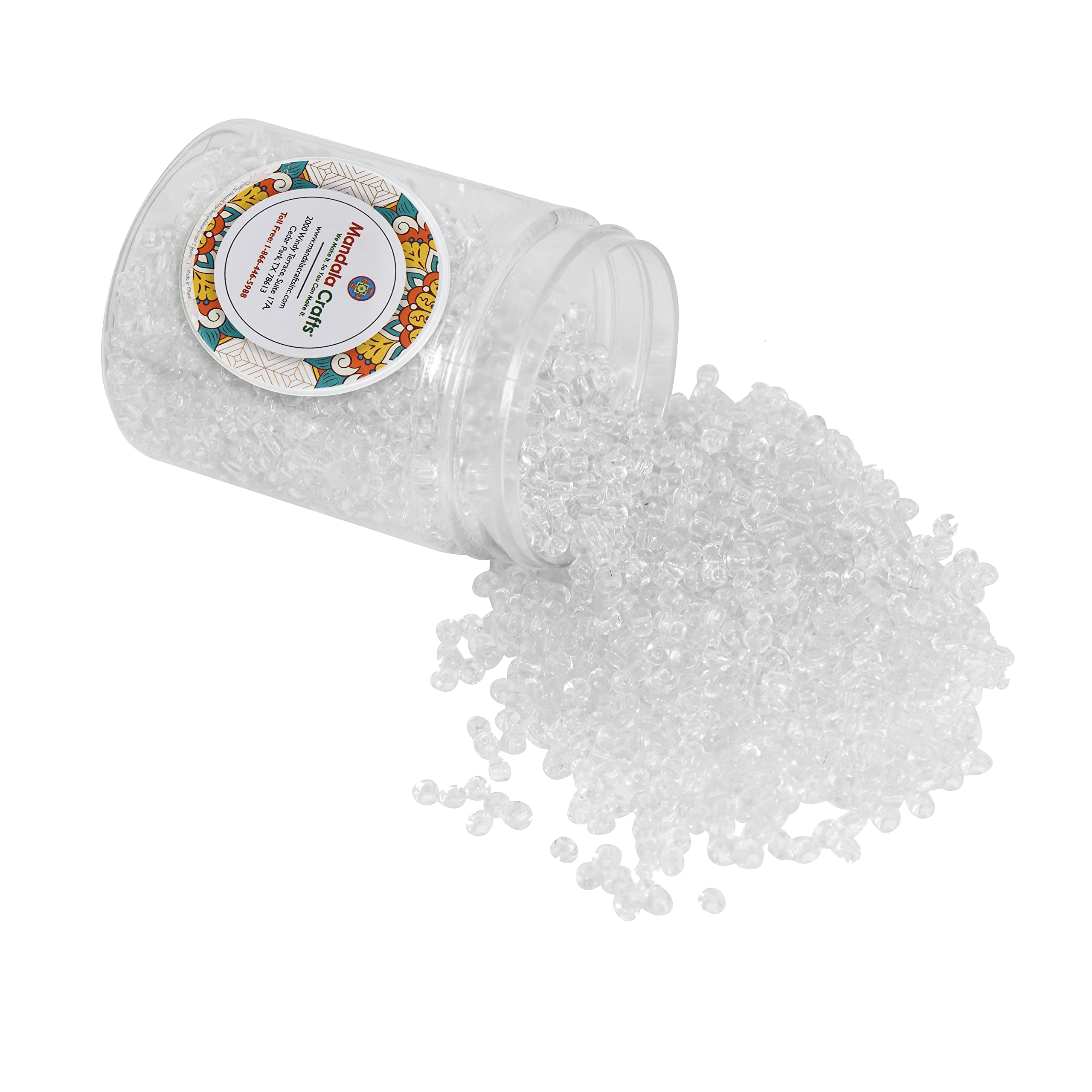 Mandala Crafts 3mm Clear Round 8/0 Glass Seed Beads for Beadwork