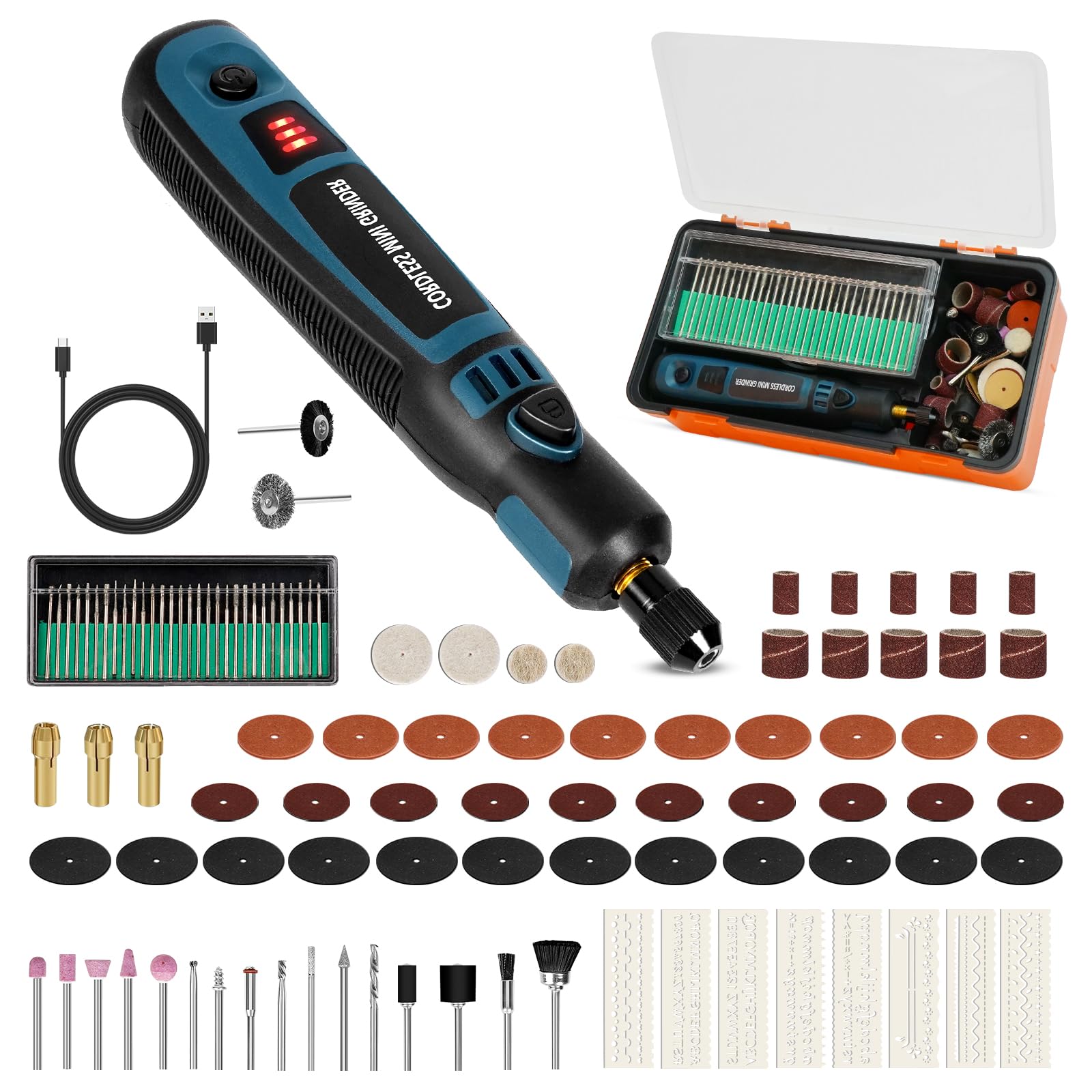 Penna elettrica per incisione con 96 punte, regolabile fino a 15.000 giri/min, ricaricabile via USB, per gioielli, legno, vetro, metallo e ceramica, incisione portatile DIY
