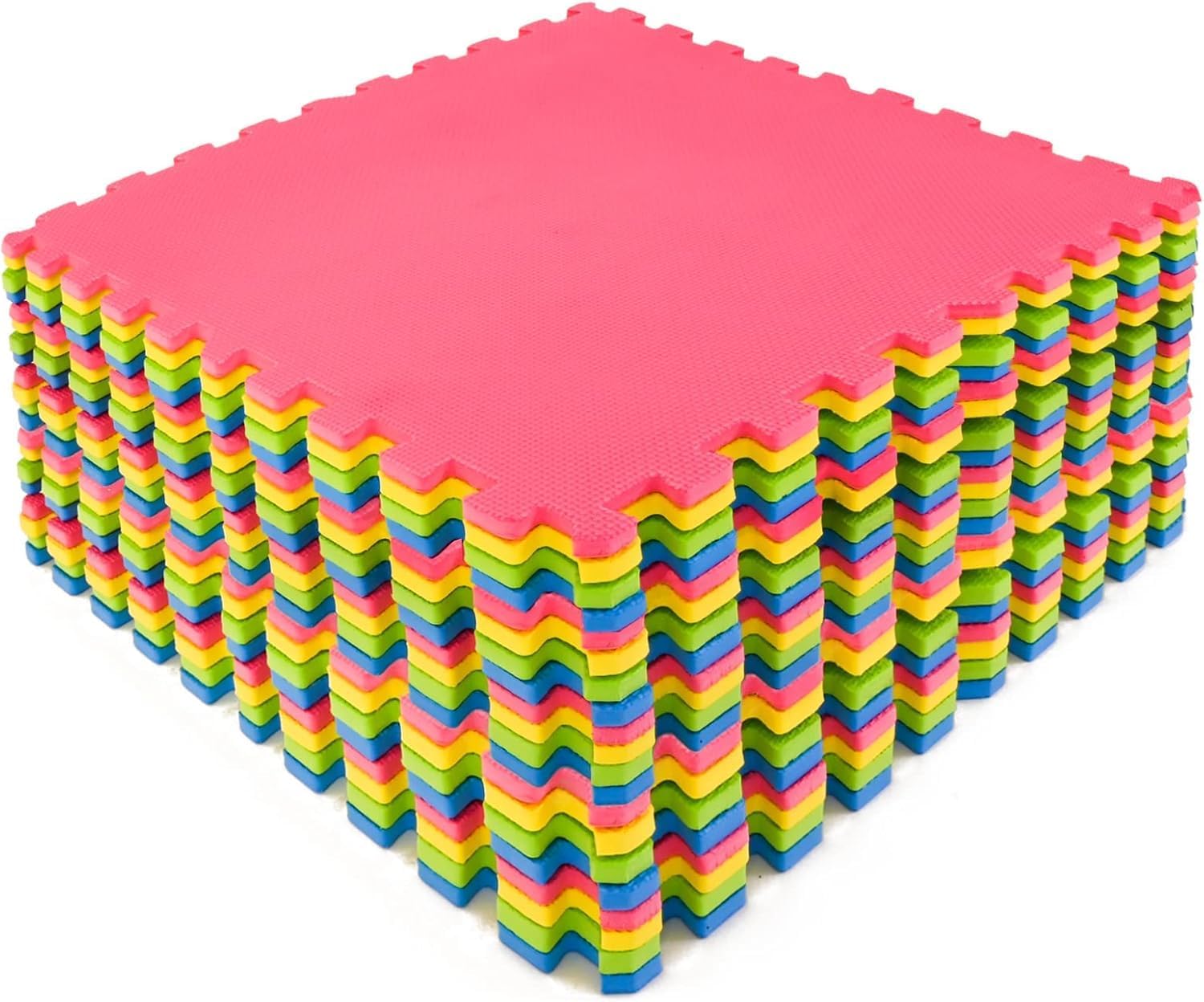 M.Y Extra Large Interlocking Foam Play Mat - 60x60cm Large Thick Multi Colour Soft EVA Baby Floor Tiles 4 Piece