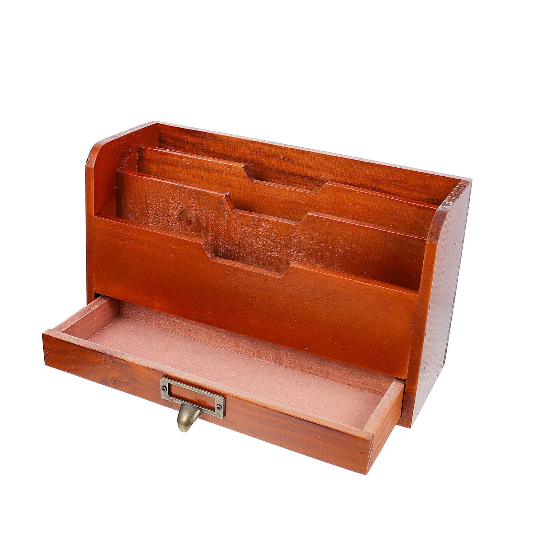 POPETPOP Boîte à Tiroirs en Bois Marron pour Bureau, Organisateur de Rangement Simple et Empilable, Structure Tiroir Robuste pour Papeterie et Petits Objets