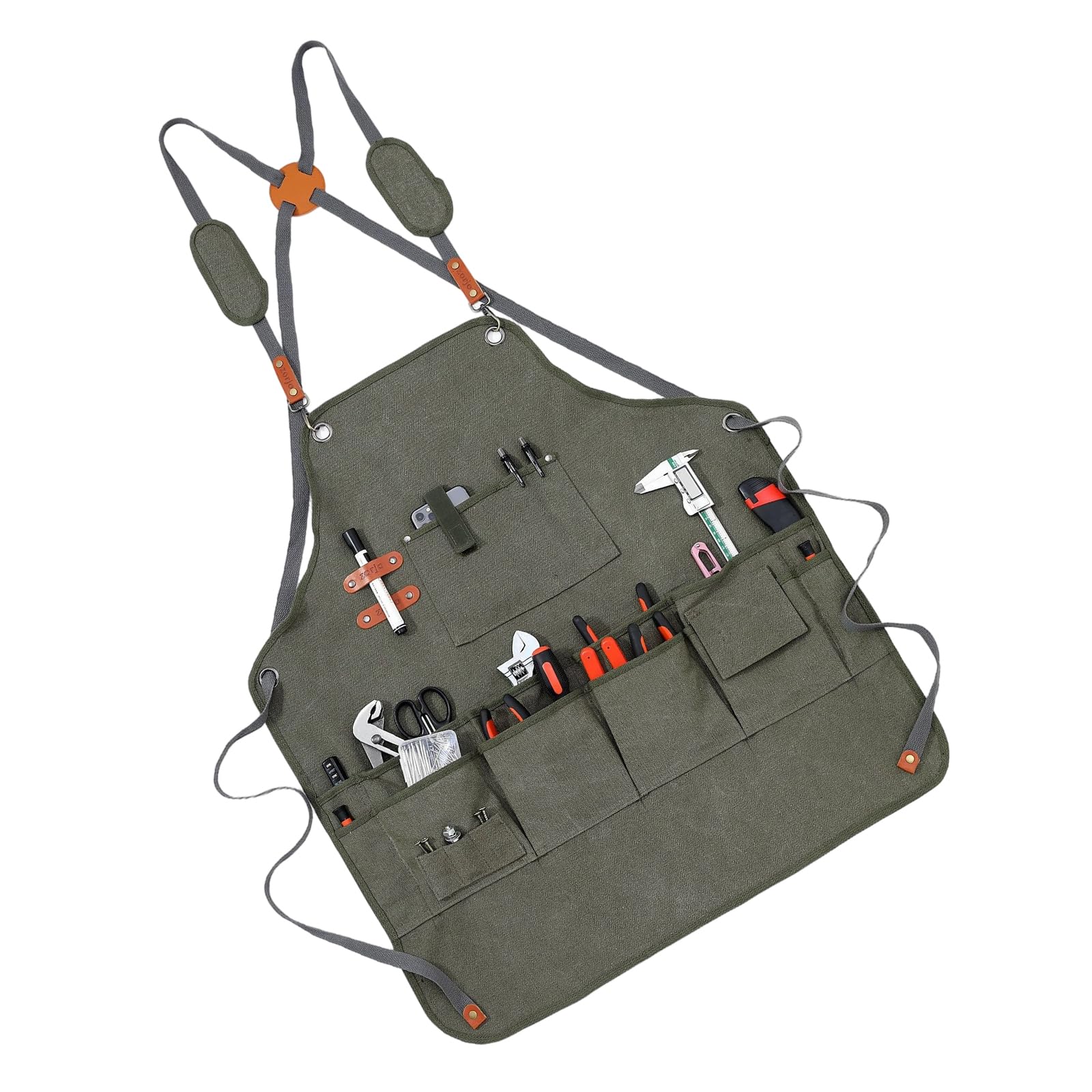 hogtnd Professional Workshop Apron with Multiple Large Pockets and Comfortable Padding for Quick Tool Access. Easy Access Apron