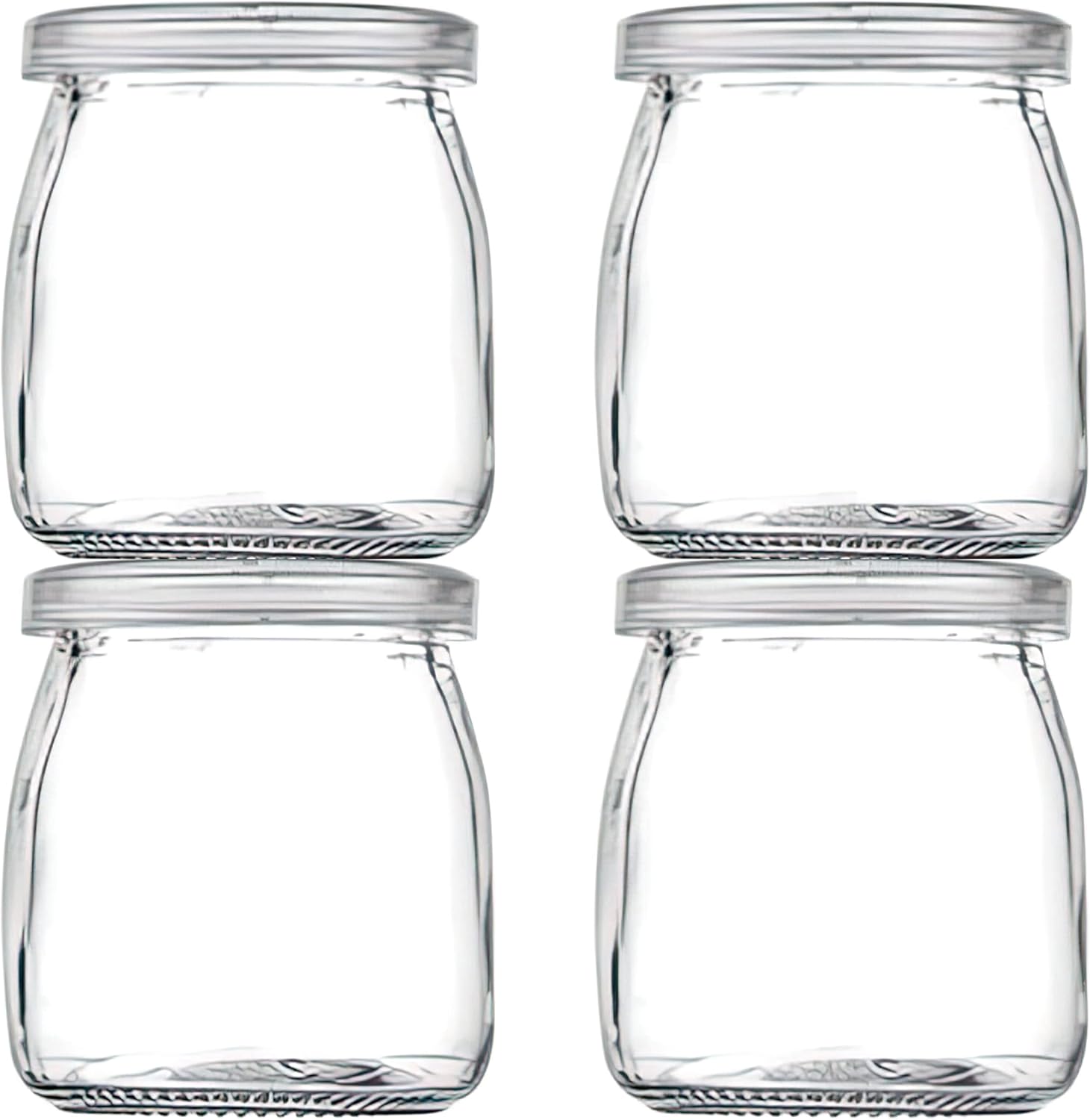 Thymart 5.3oz / 7 OZ Mini Glass Jar with Lid for Pudding, Yogurt, Caviar, Herb, Jelly, Jams, Honey, Spices - Dishwaresafe - Pack-of-4Pcs (5.3, Round, 4, MGJS5-7)