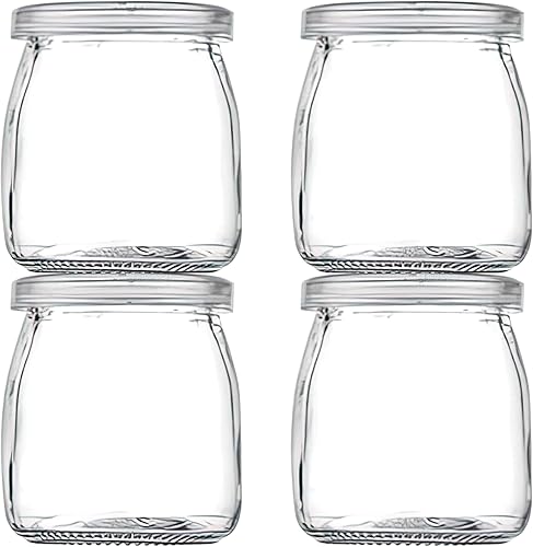 Thymart Mini tarro de vidrio de 5.3 onzas  7 onzas con tapa para pudín, yogur, caviar, hierbas, gelatina, mermeladas, miel, especias  Paquete de 4