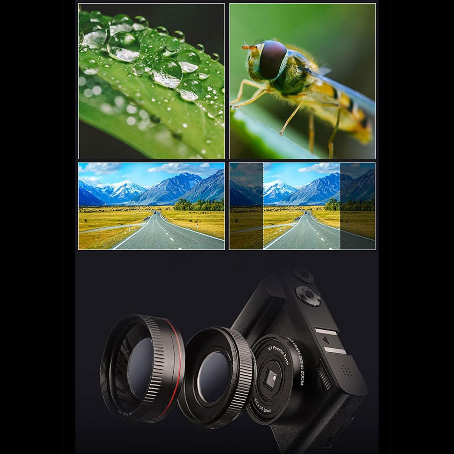 Digital Camera, 4K 48MP 16X Auto Focus Anti Shaking Vlogging Camera with 3 Inch Flip Screen, Portable Compact Point Shoot Camera for Teens Adult Beginner