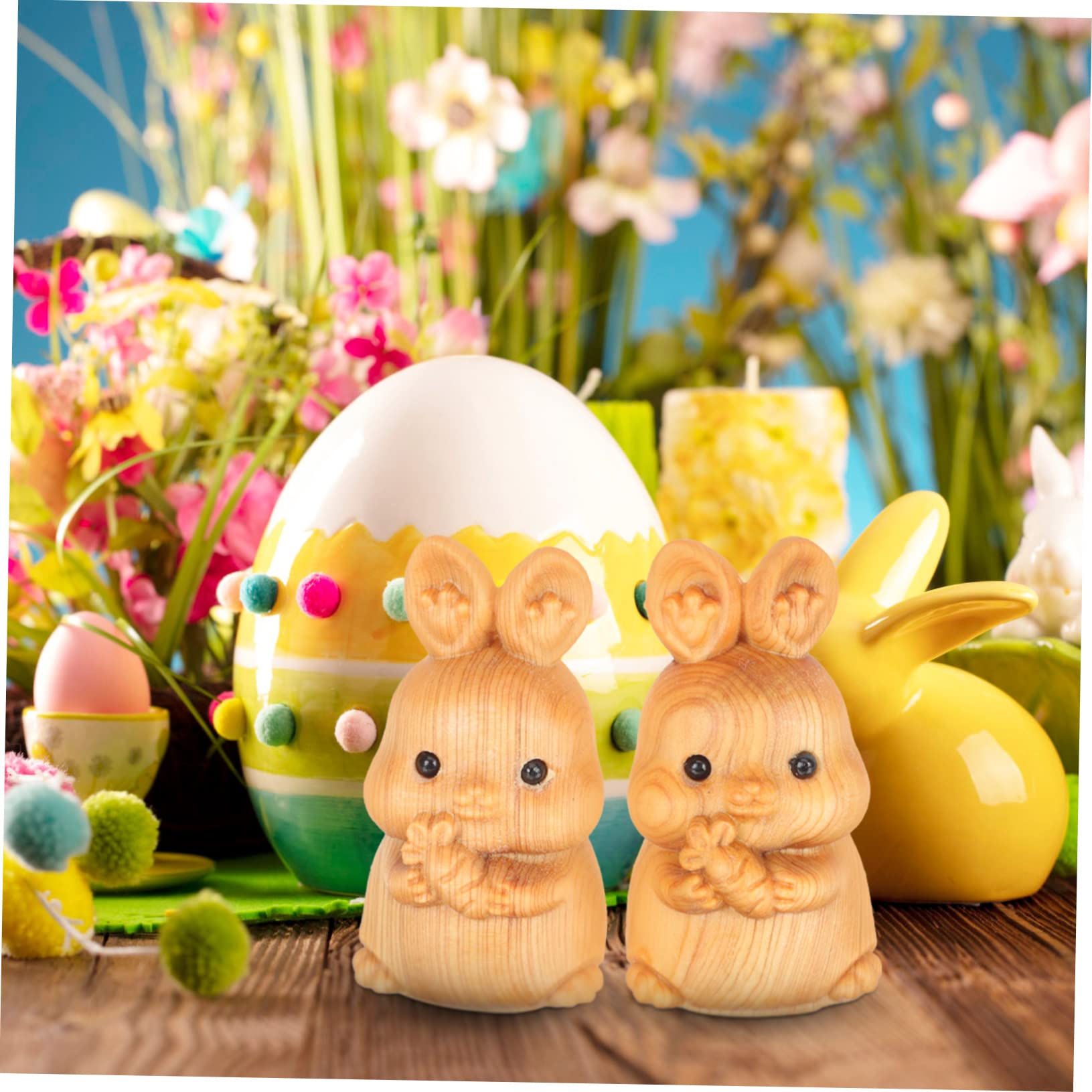 ABOOFAN 8 STK Kaninchen aus Holz Osterhasen-Statue süße Hasenfigur Hasen Easter Bunny Frühlingsdeko Auto Zubehör Hasenfigur Kaninchen schmücken Feder Geschenkkorb China