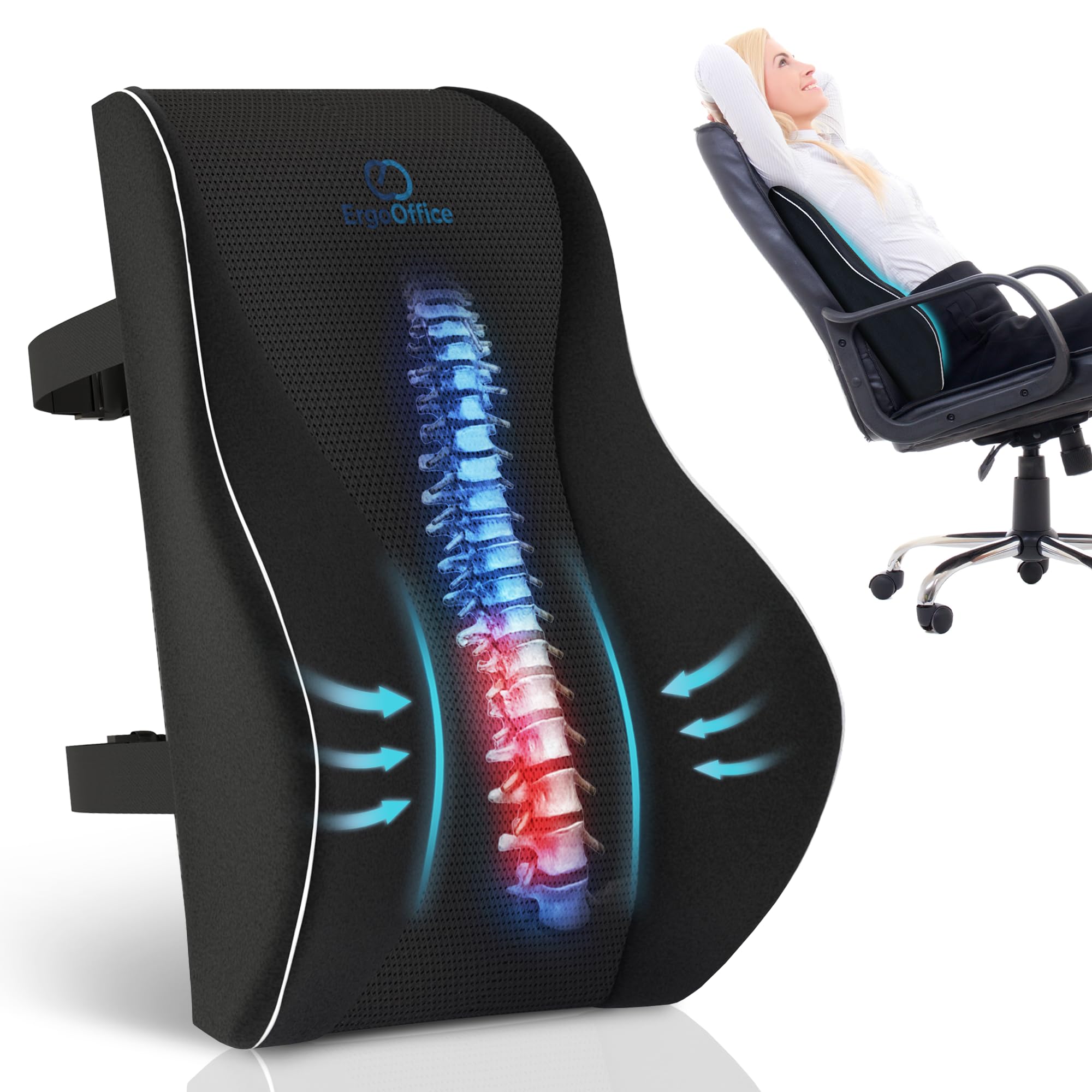 オフィスチェア、ランバーサポート、腰痛対策、 Amazon.co.jp: ERGO OFFICE ランバーサポートピロー オフィスチェア用