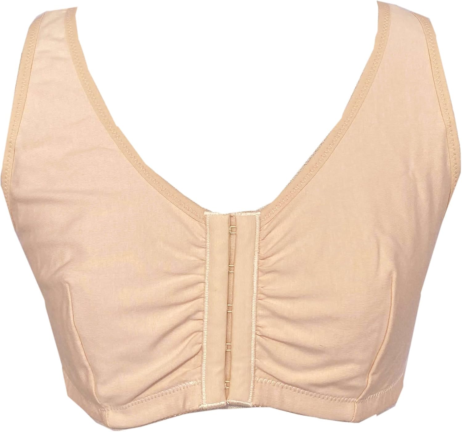 BIMEI Front-Closure Bra Mastectomy Bra Pocket Bra Women's Cotton Front-Closure Leisure Brafor Silicone Breastforms (2XL, Beige)