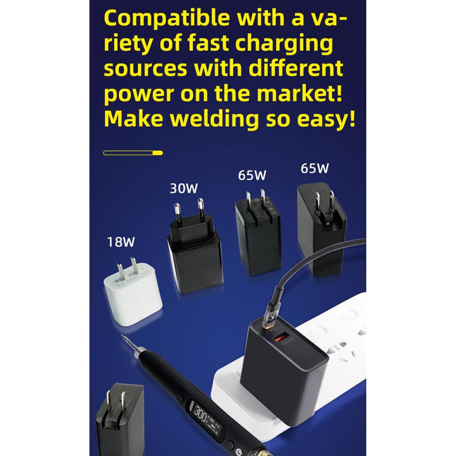Fafeicy Lutownica USB z Wyświetlaczem OLED Mini Elektryczne Narzędzie do Spawania z regulacją Temperatury do 932 ° F 60W, do Naprawy Płytek Drukowanych i Projektów DIY